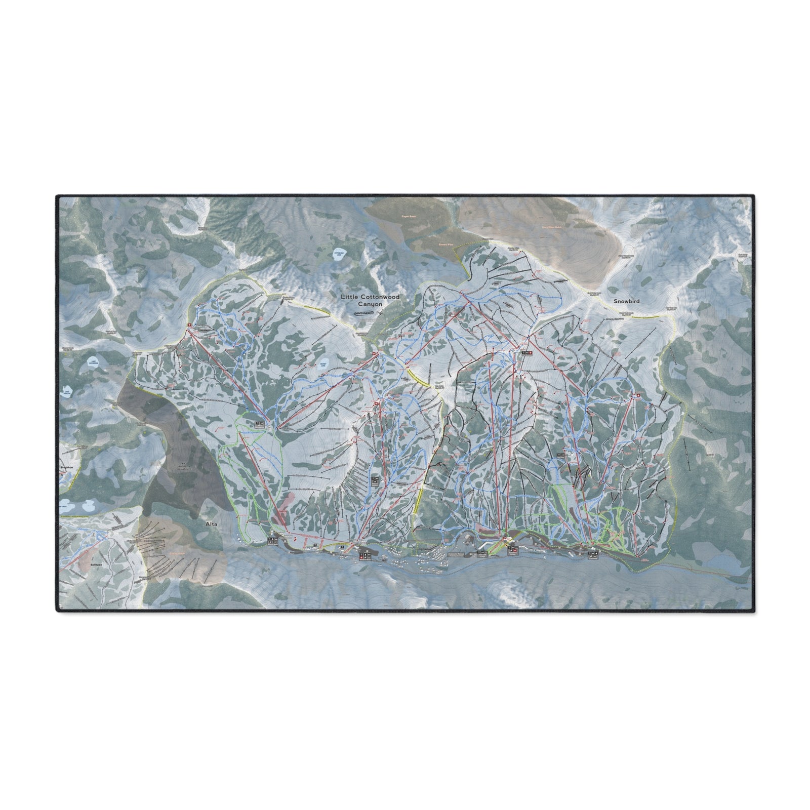Little Cottonwood Canyon, Utah Ski Resort Map Heavy Duty Floor Mat