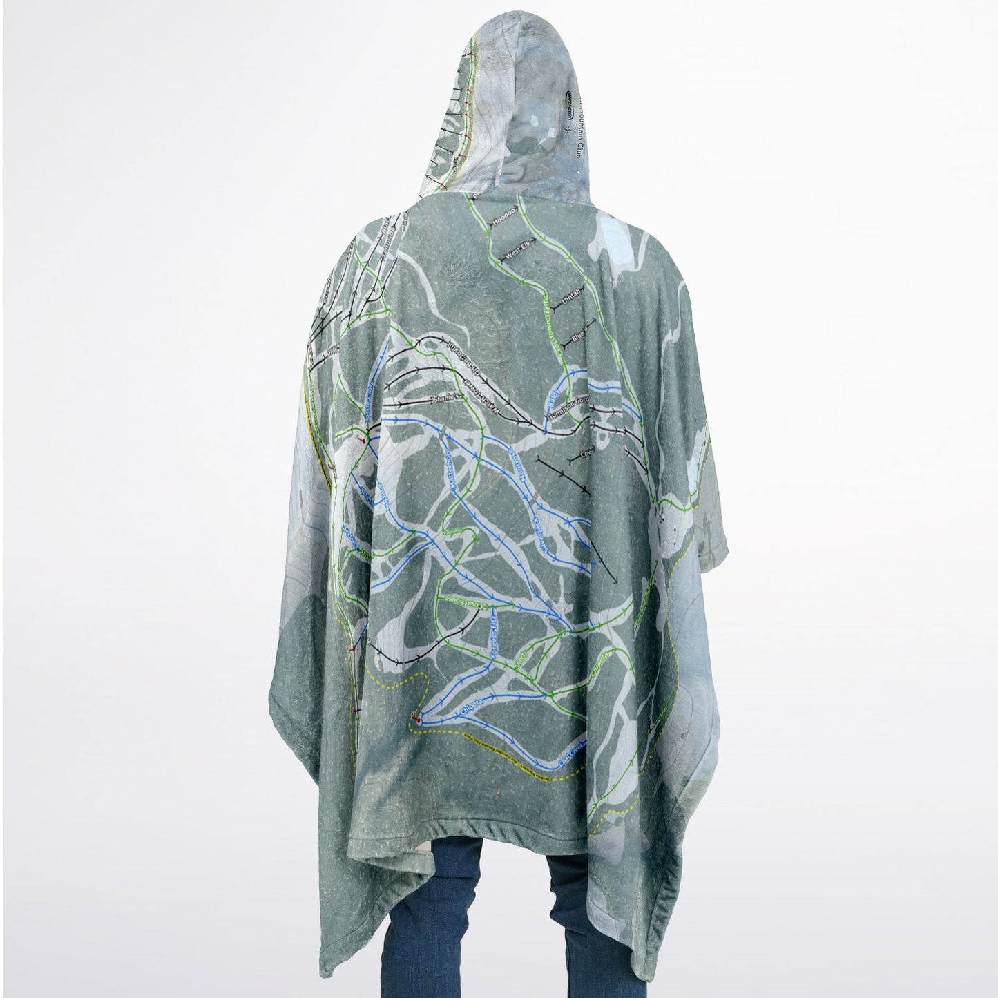 Cimarron Mountain Club, Colorado Ski Resort Map Flannel Blanket Poncho