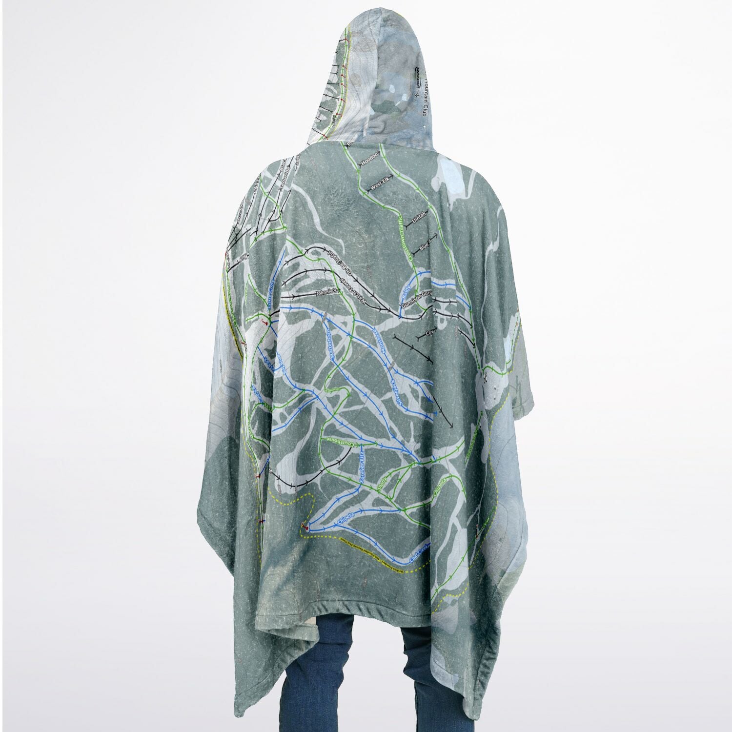 Cimarron Mountain Club, Colorado Ski Resort Map Flannel Blanket Poncho