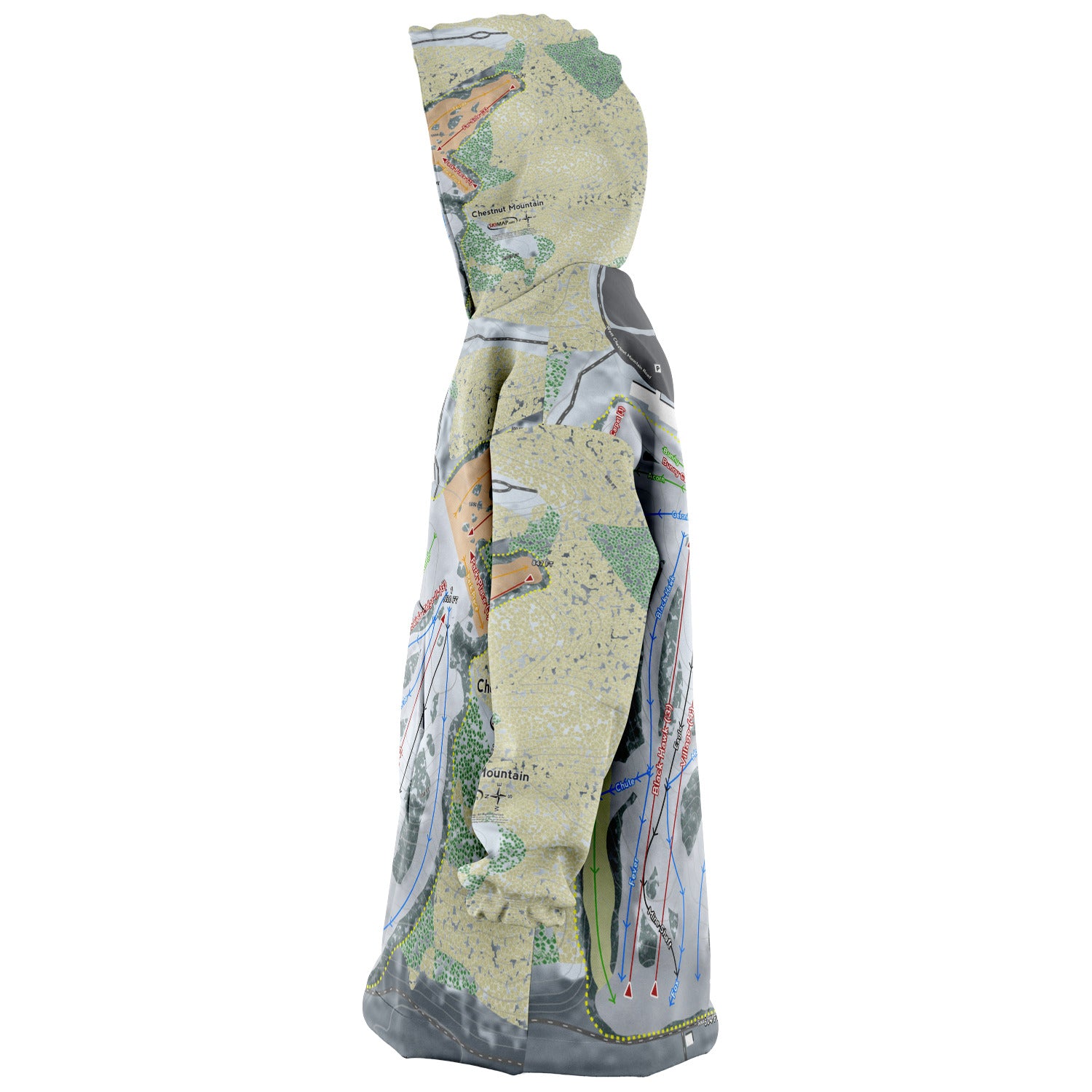 Chestnut Mountain, Illinois Ski Trail Map - Snug Hoodie