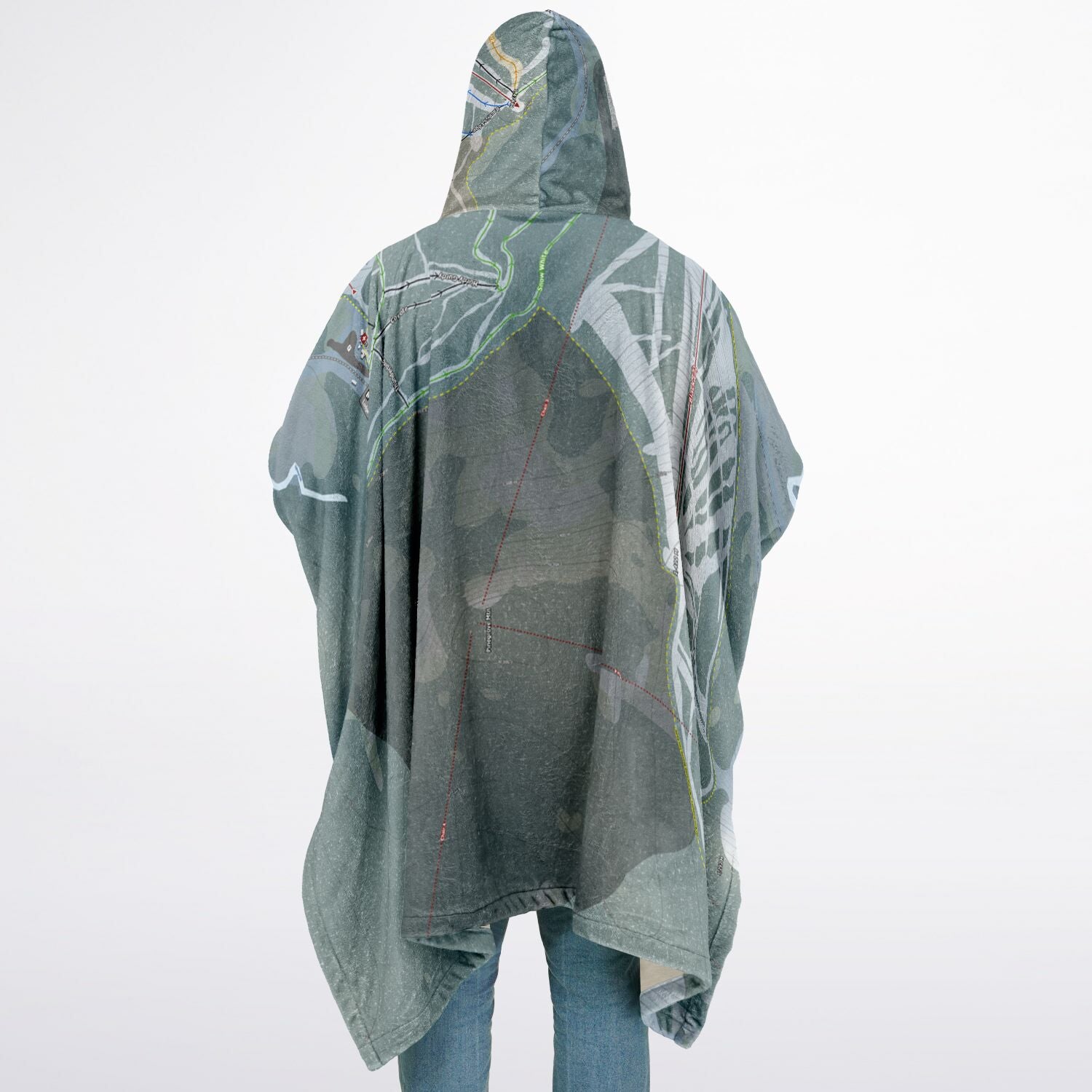 Troll Resort, British Columbia Ski Resort Map Flannel Blanket Poncho