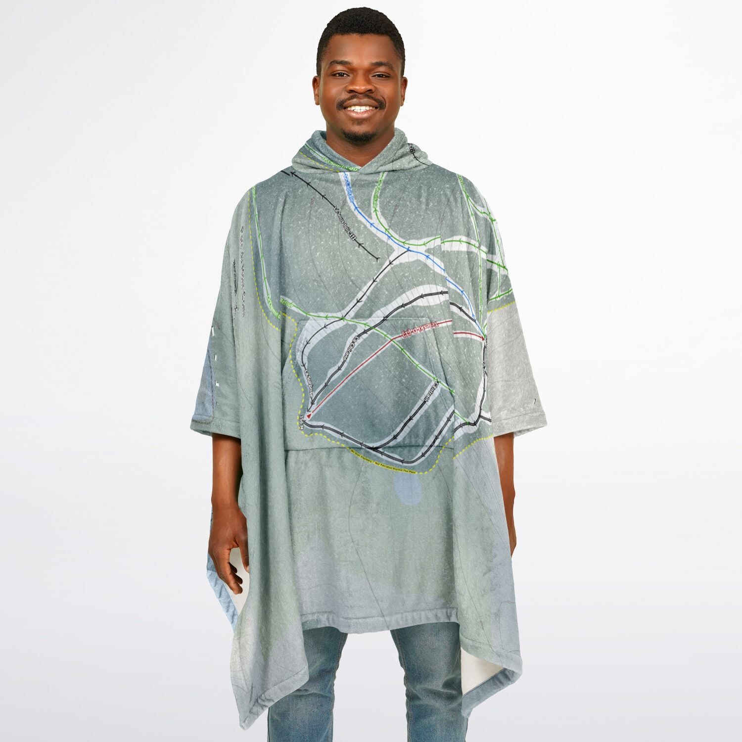 Parc Du Mont-Comi, Quebec Ski Resort Map Flannel Blanket Poncho