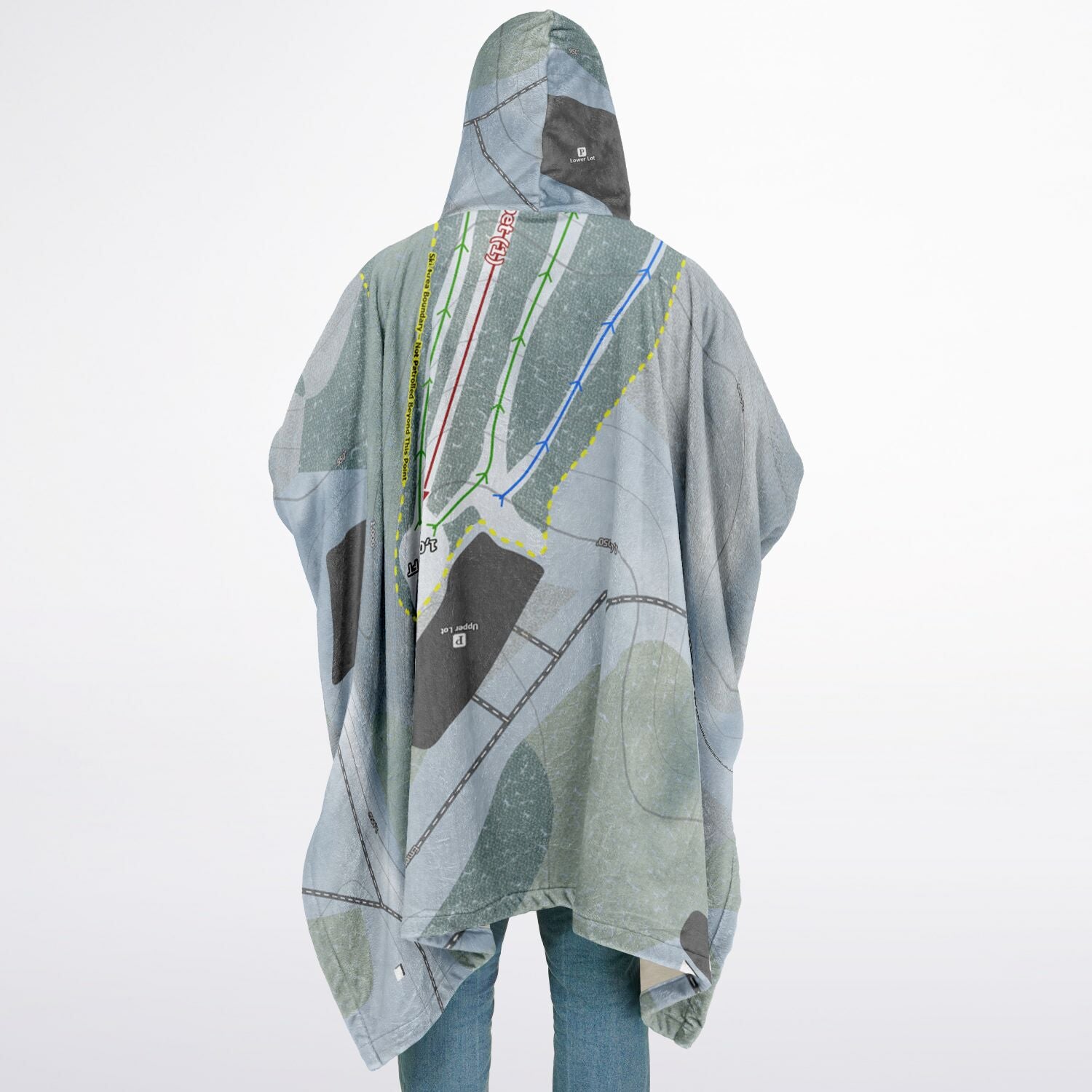Emery Park, New York Ski Resort Map Flannel Blanket Poncho