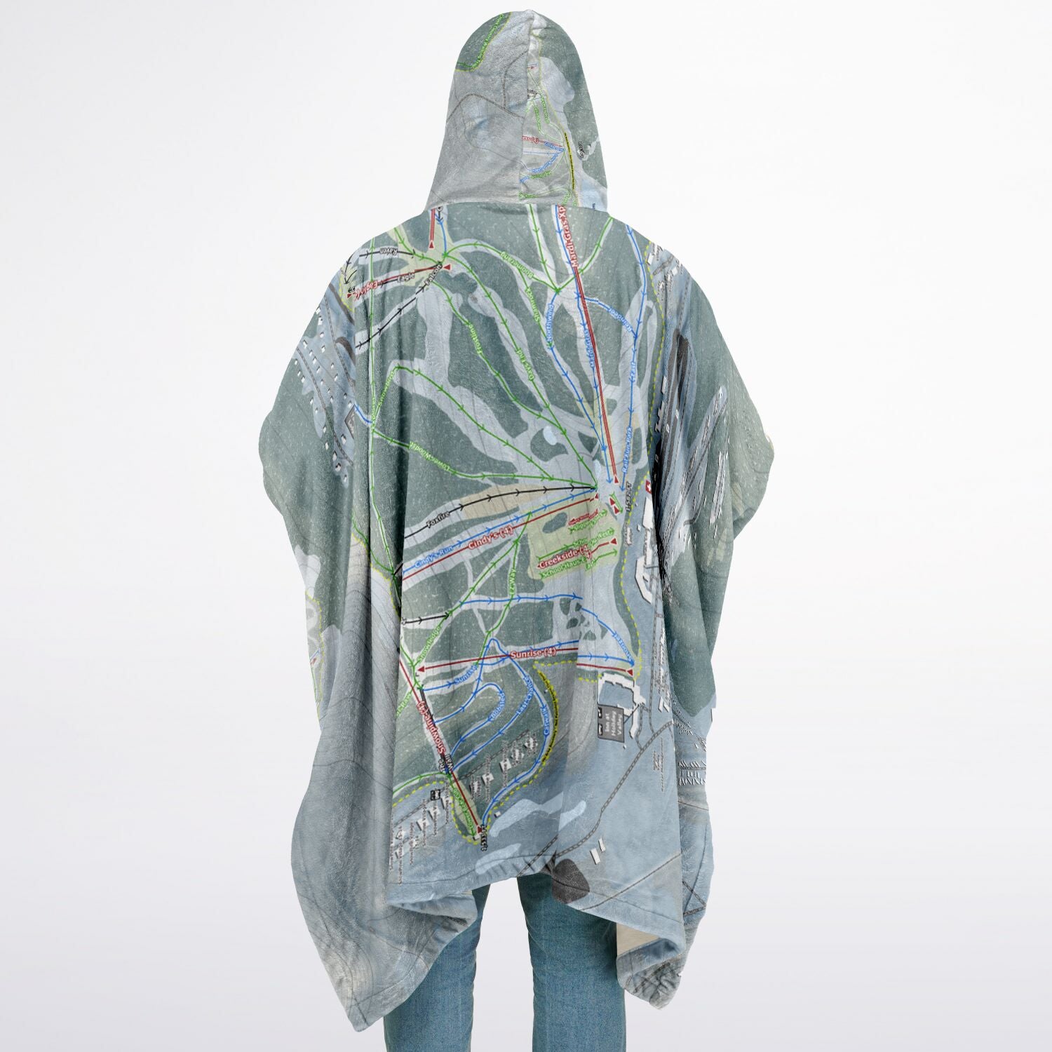 Holiday Valley, New York Ski Resort Map Flannel Blanket Poncho