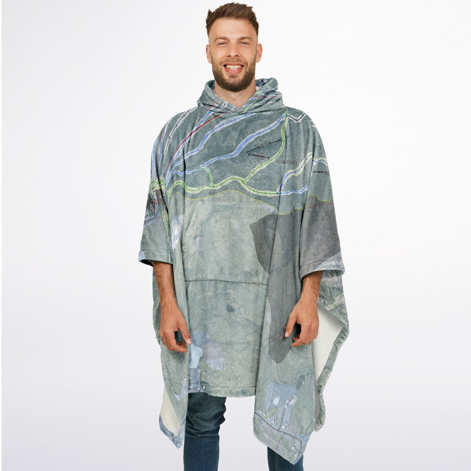 Mount Sunapee, New Hampshire Ski Resort Map Flannel Blanket Poncho