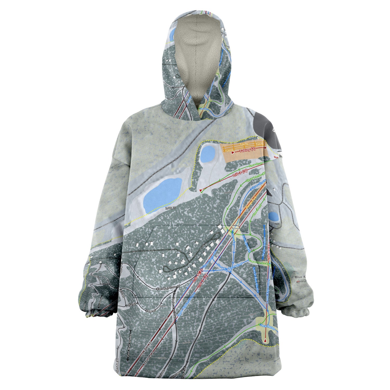 Blue Knob, Pennsylvania Ski Trail Map Snug Hoodie