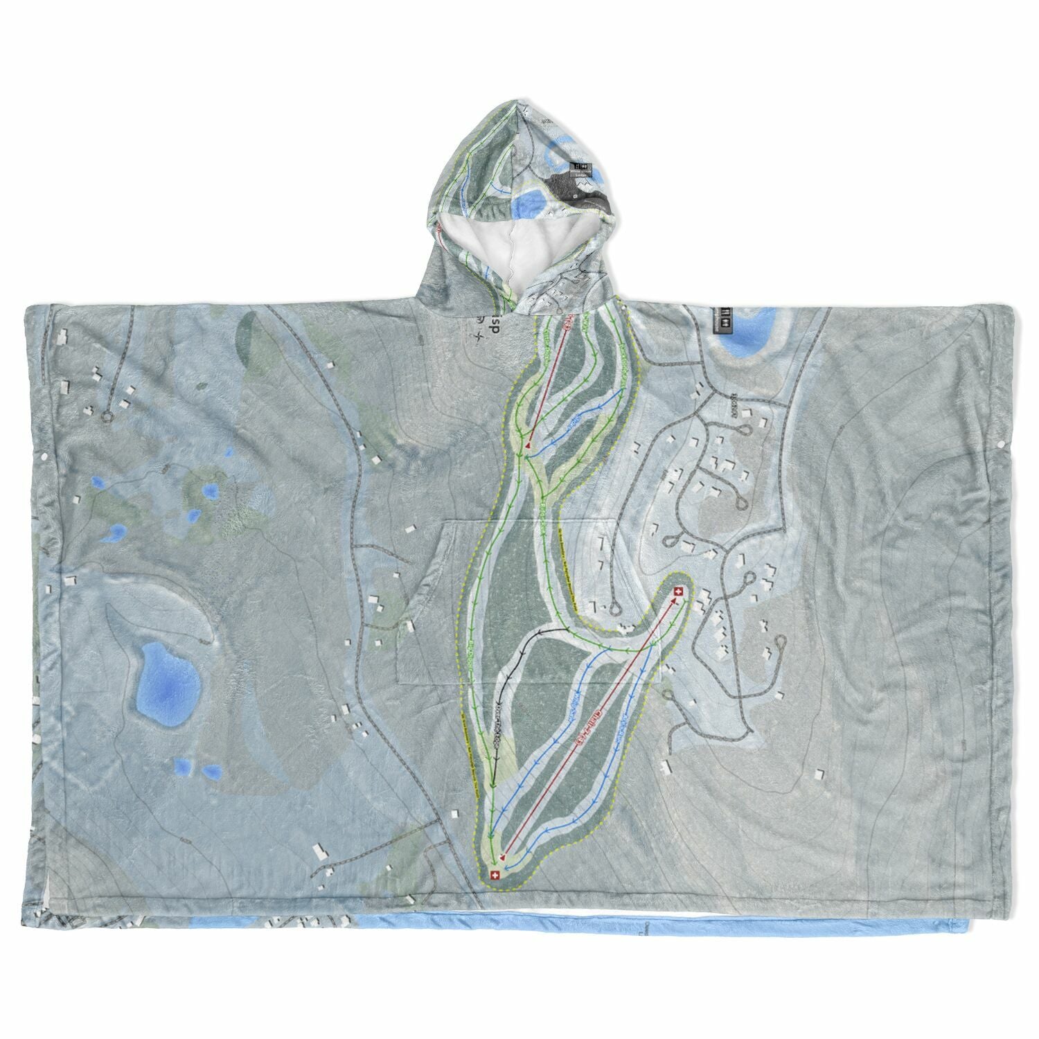 Wisp, Maryland Ski Resort Map Flannel Blanket Poncho