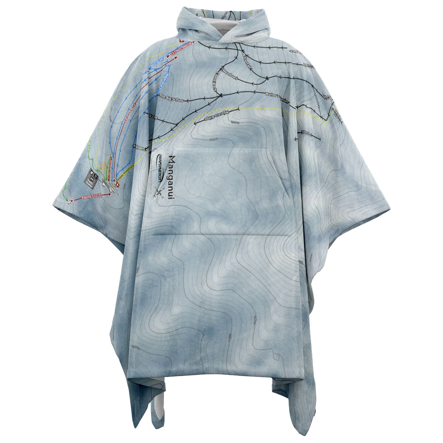 Manganui, New Zealand Ski Resort Map Flannel Blanket Poncho