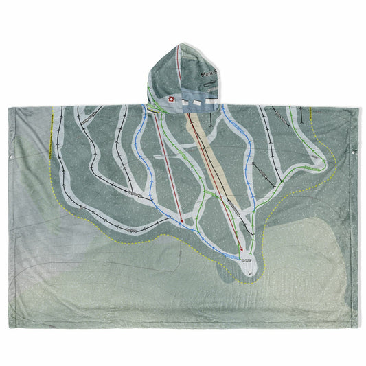 Mont-Belu, Quebec Ski Resort Map Flannel Blanket Poncho