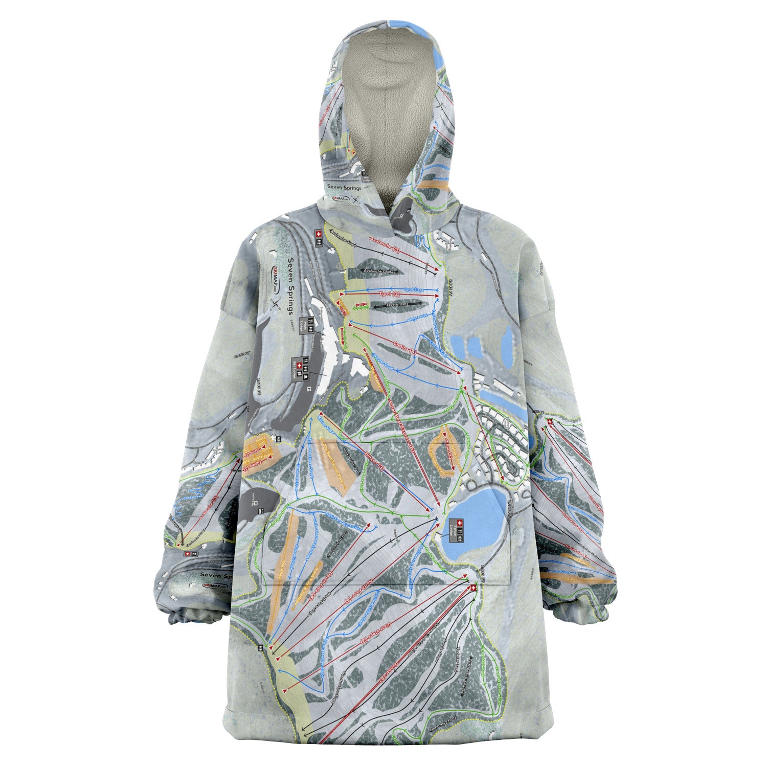 Seven Springs, Pennsylvania Ski Trail Map - Snug Hoodie