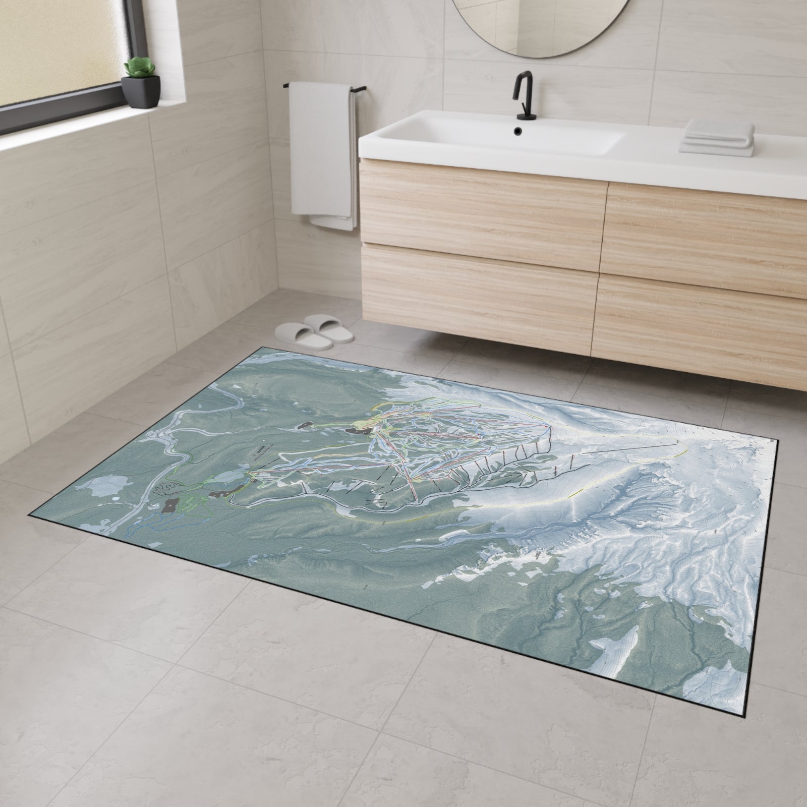 Mt Hood Meadows, Oregon Ski Resort Map Heavy Duty Floor Mat