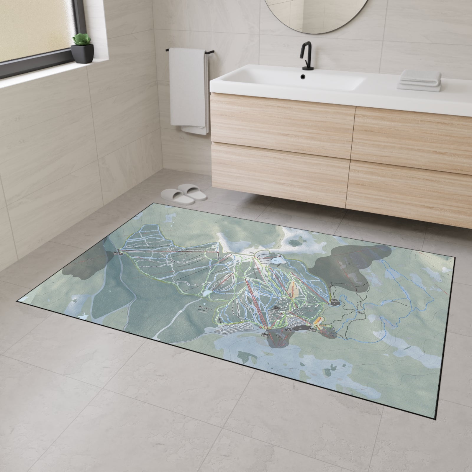 Big White, British Columbia Ski Resort Map Heavy Duty Floor Mat