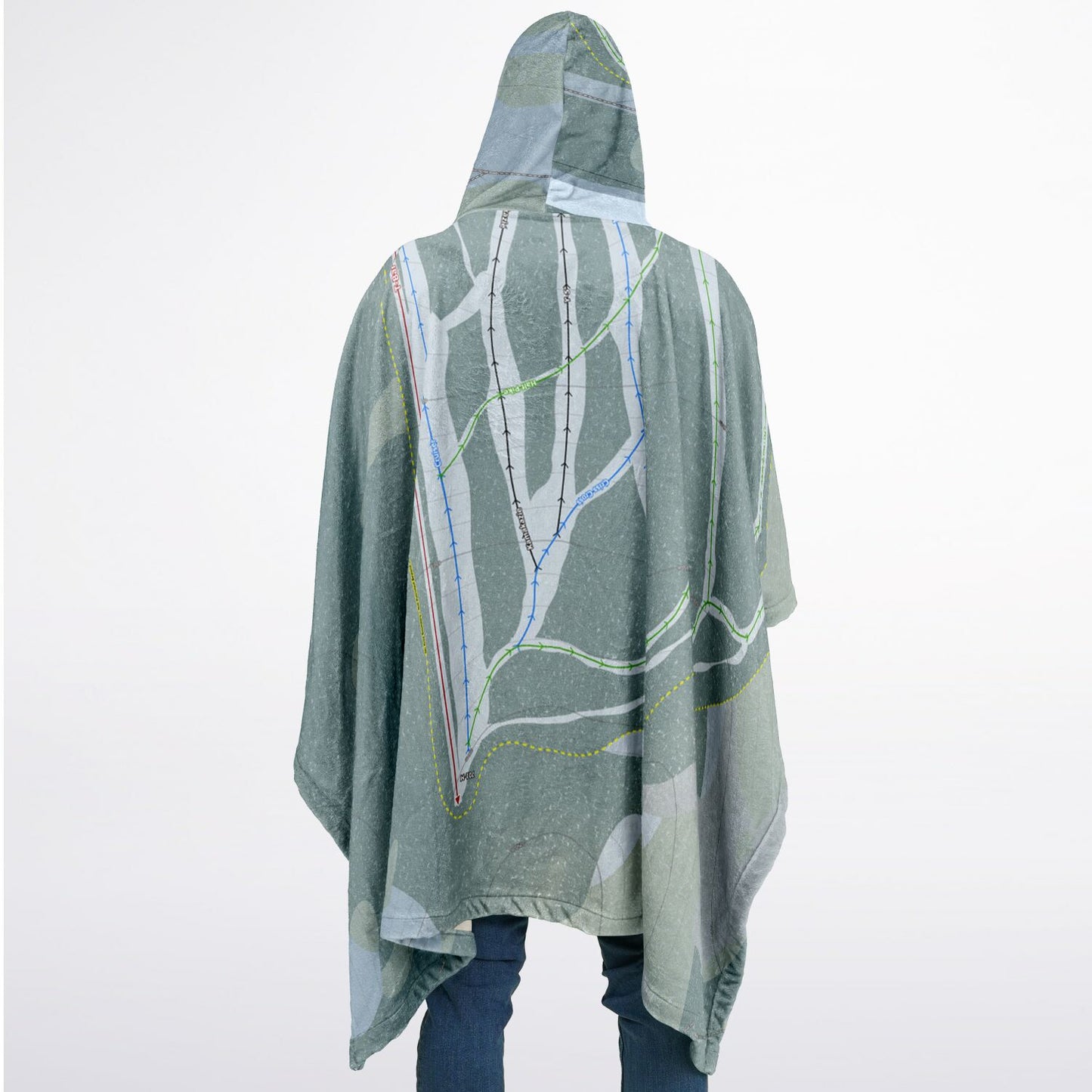 Clearwater, British Columbia Ski Resort Map Flannel Blanket Poncho