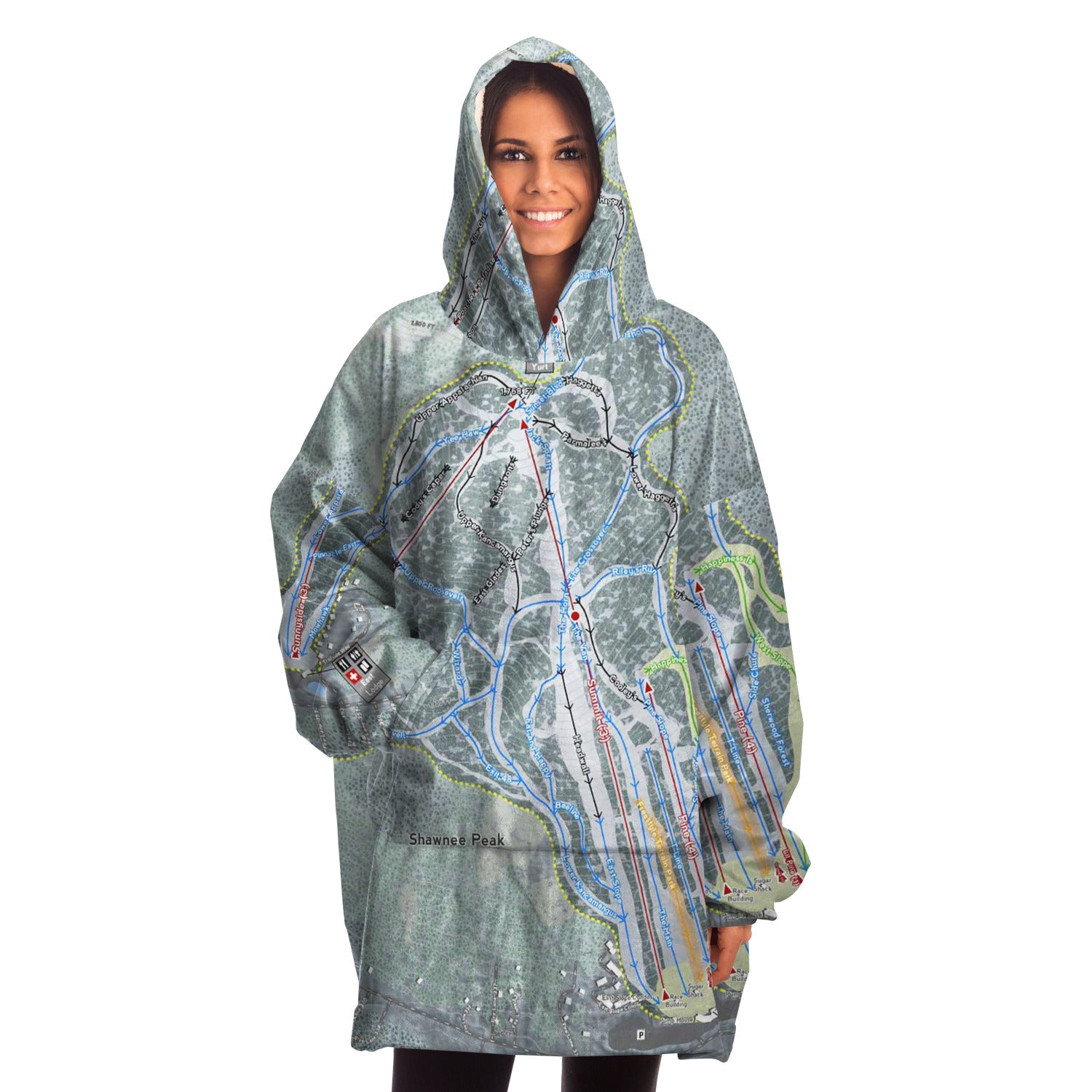 Shawnee Peak, Maine Ski Trail Map - Snug Hoodie