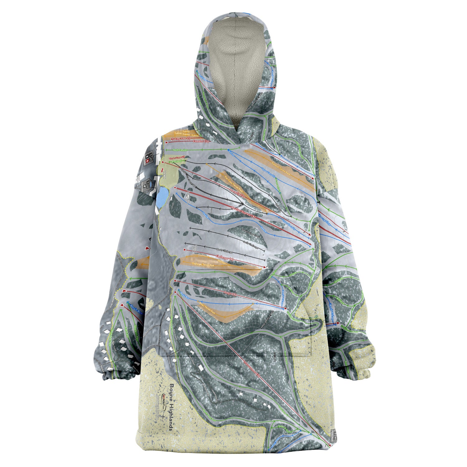 Boyne Highlands, Michigan Ski Trail Map Snug Hoodie
