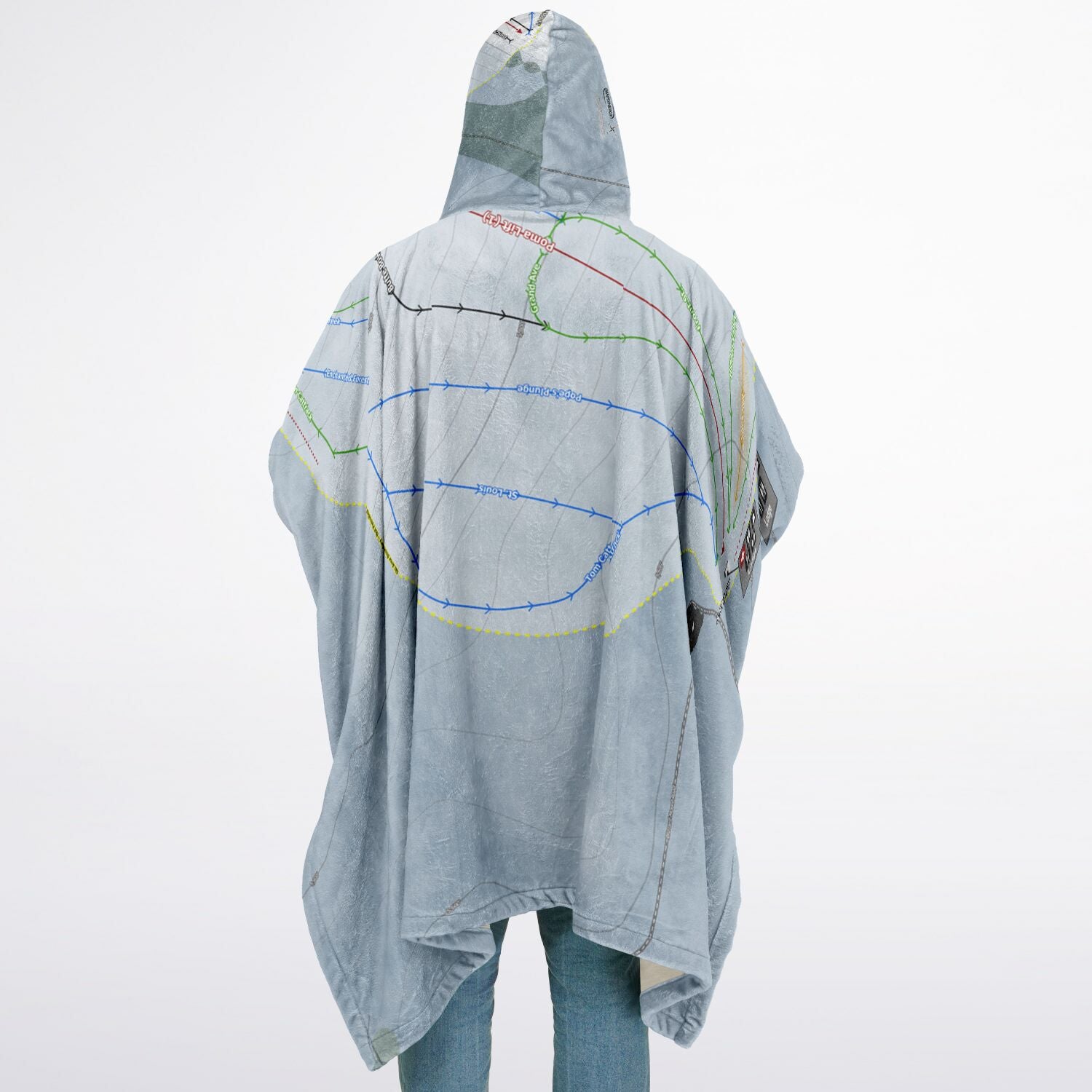 Blizzard Mountain, Idaho Ski Resort Map Flannel Blanket Poncho