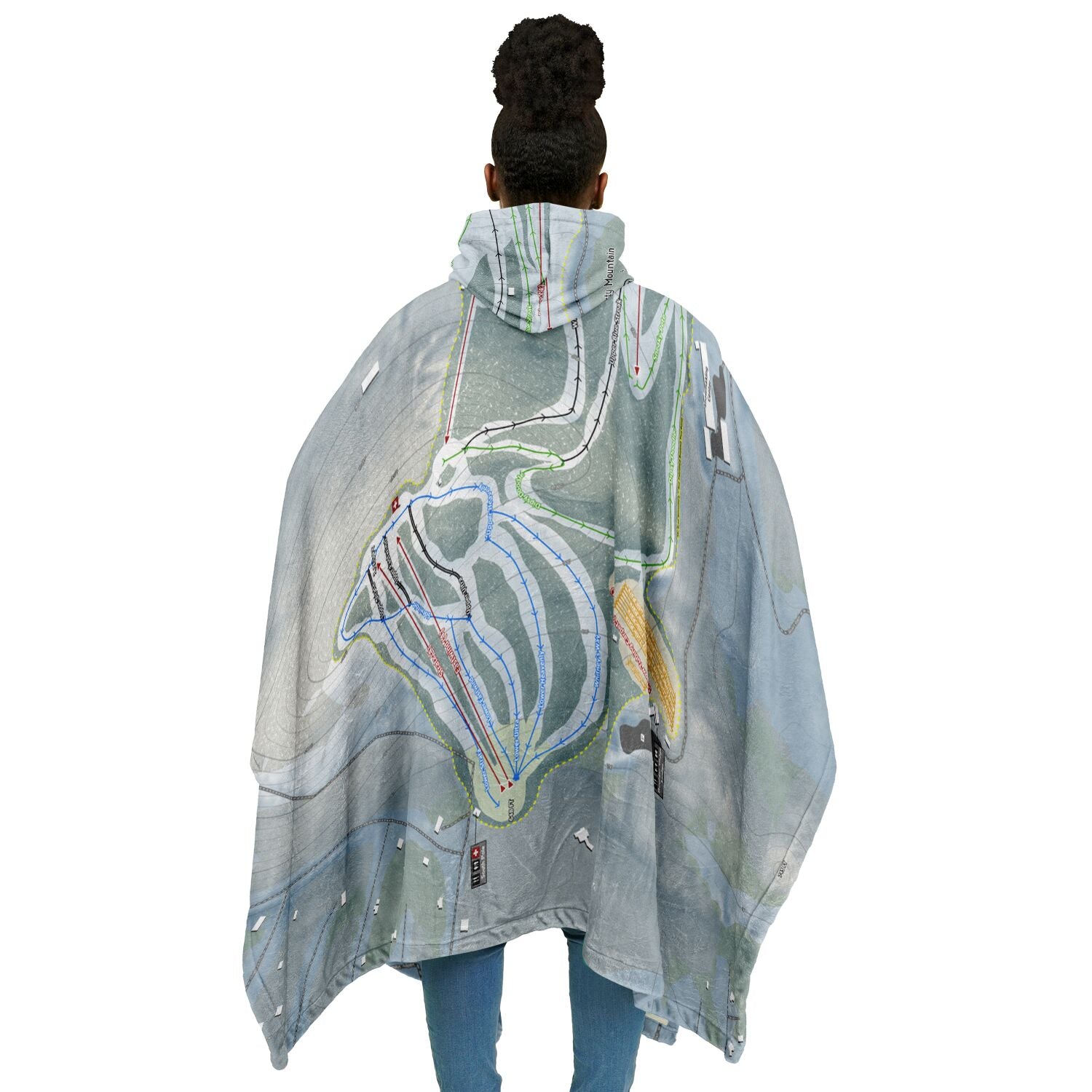 Liberty Mountain, Pennsylvania Ski Resort Map Flannel Blanket Poncho