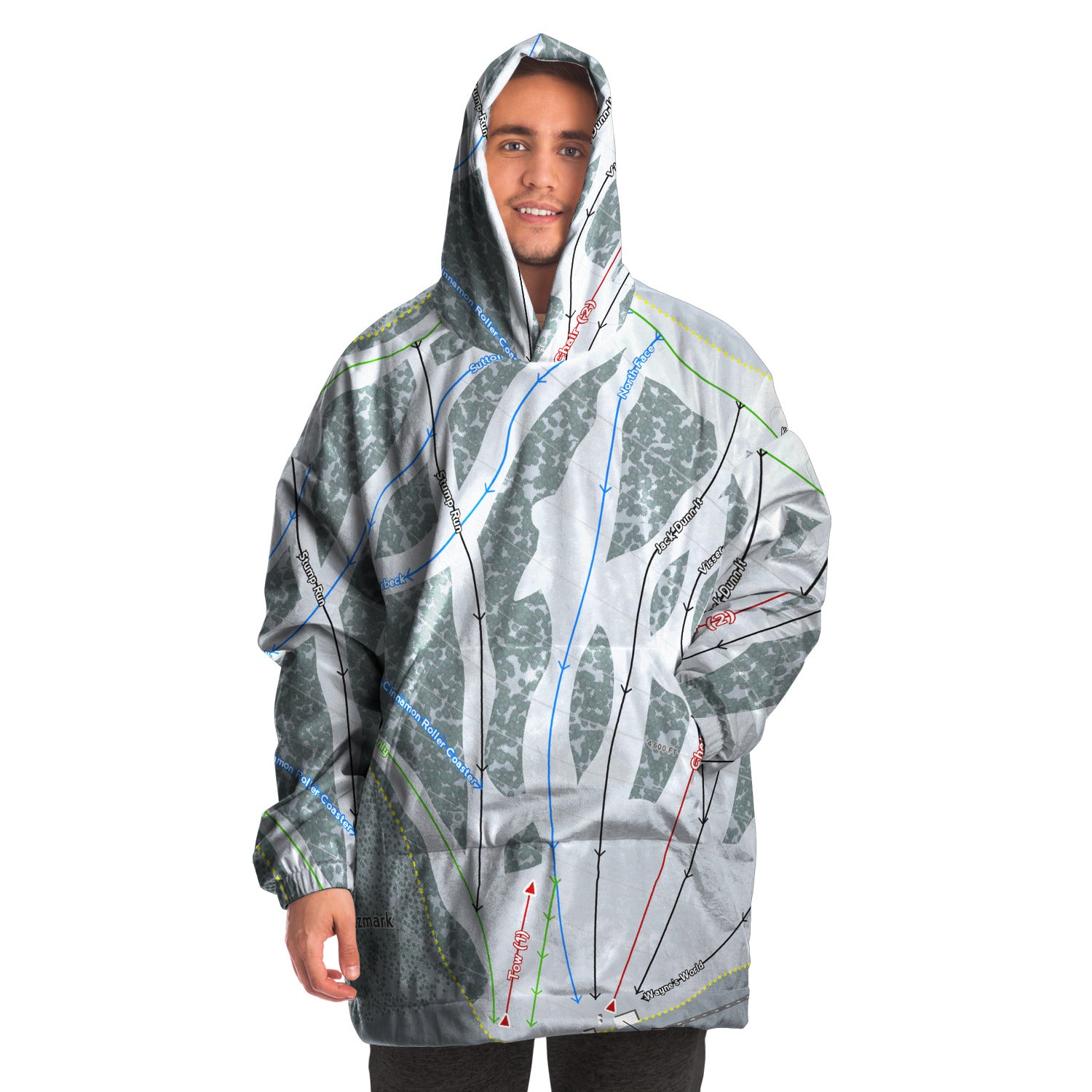 Sitz mark, Washington Ski Trail Map - Snug Hoodie - Powderaddicts