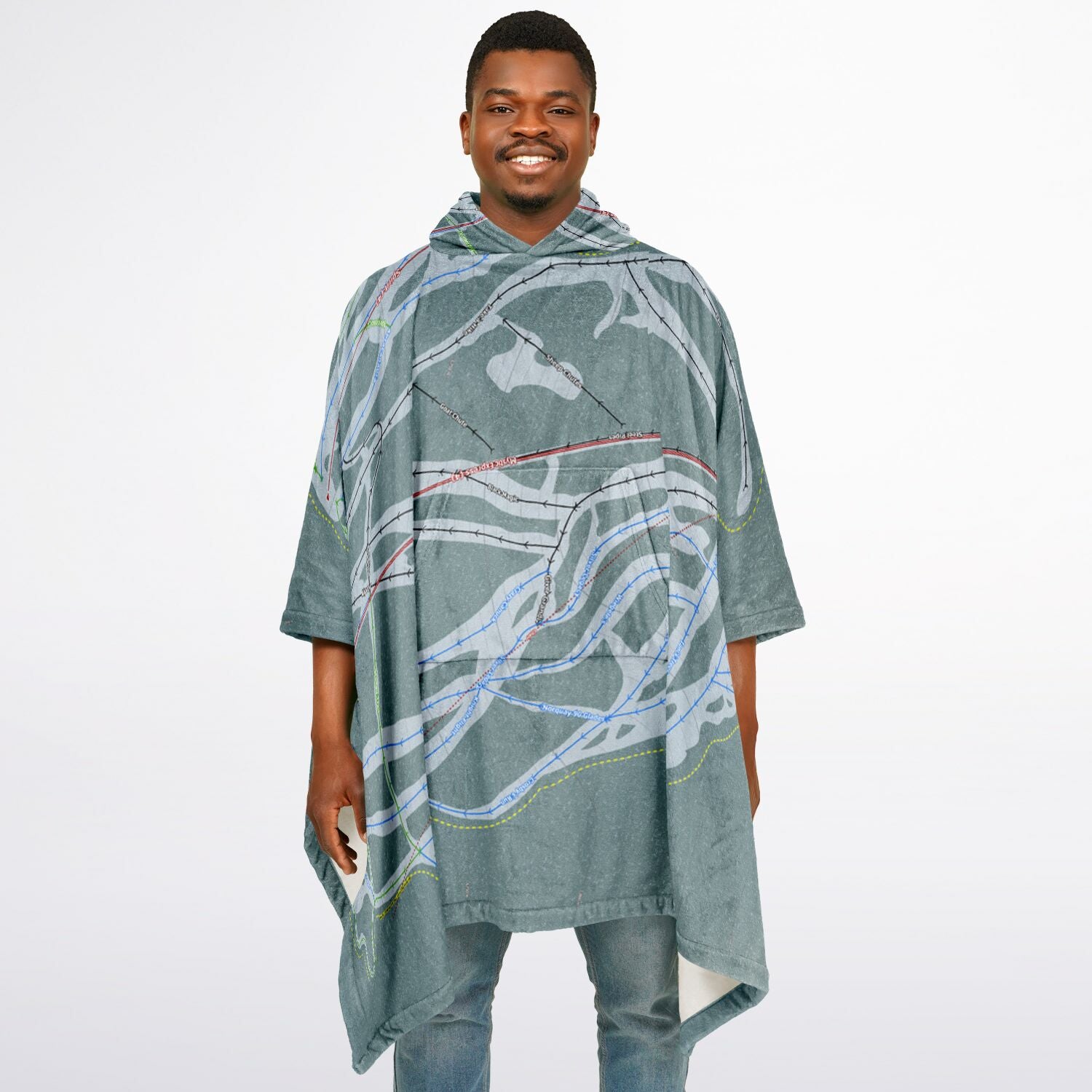 Mt Norquay, Alberta Ski Resort Map Flannel Blanket Poncho