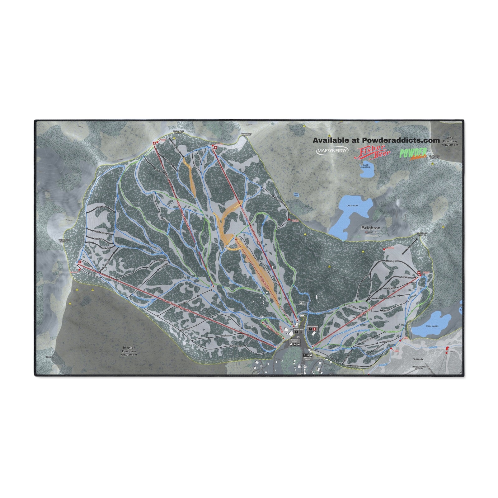 FISHER Big Cottonwood Canyon, Utah Ski Resort Map Heavy Duty Floor Mat