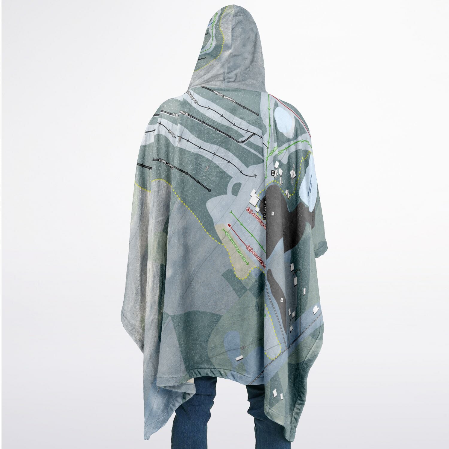 Royal Mountain, New York Ski Resort Map Flannel Blanket Poncho