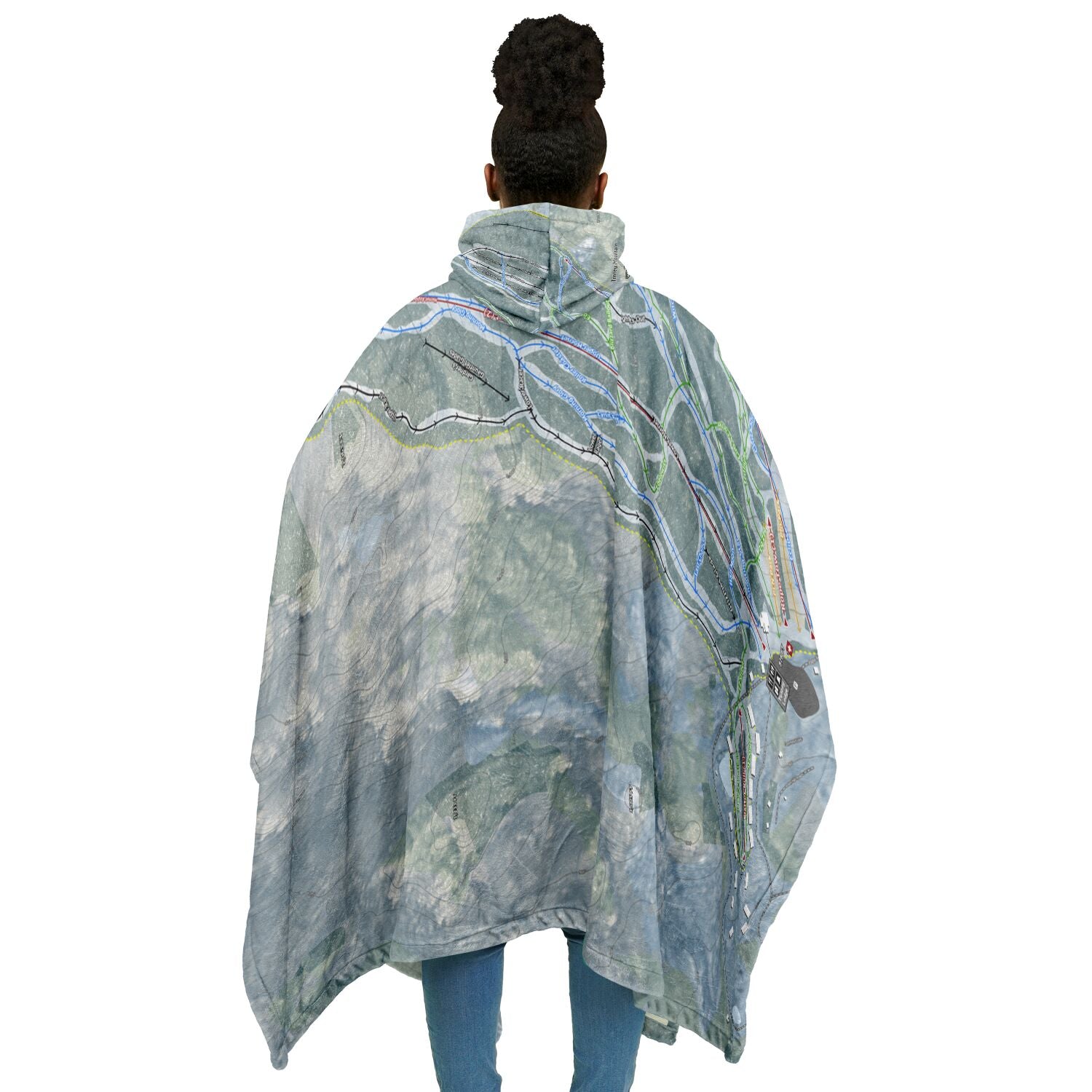 Tenney Mountain, New Hampshire Ski Resort Map Flannel Blanket Poncho