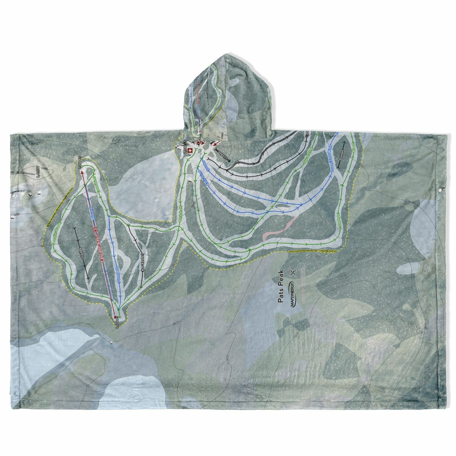 Pats Peak, New Hampshire Ski Resort Map Flannel Blanket Poncho