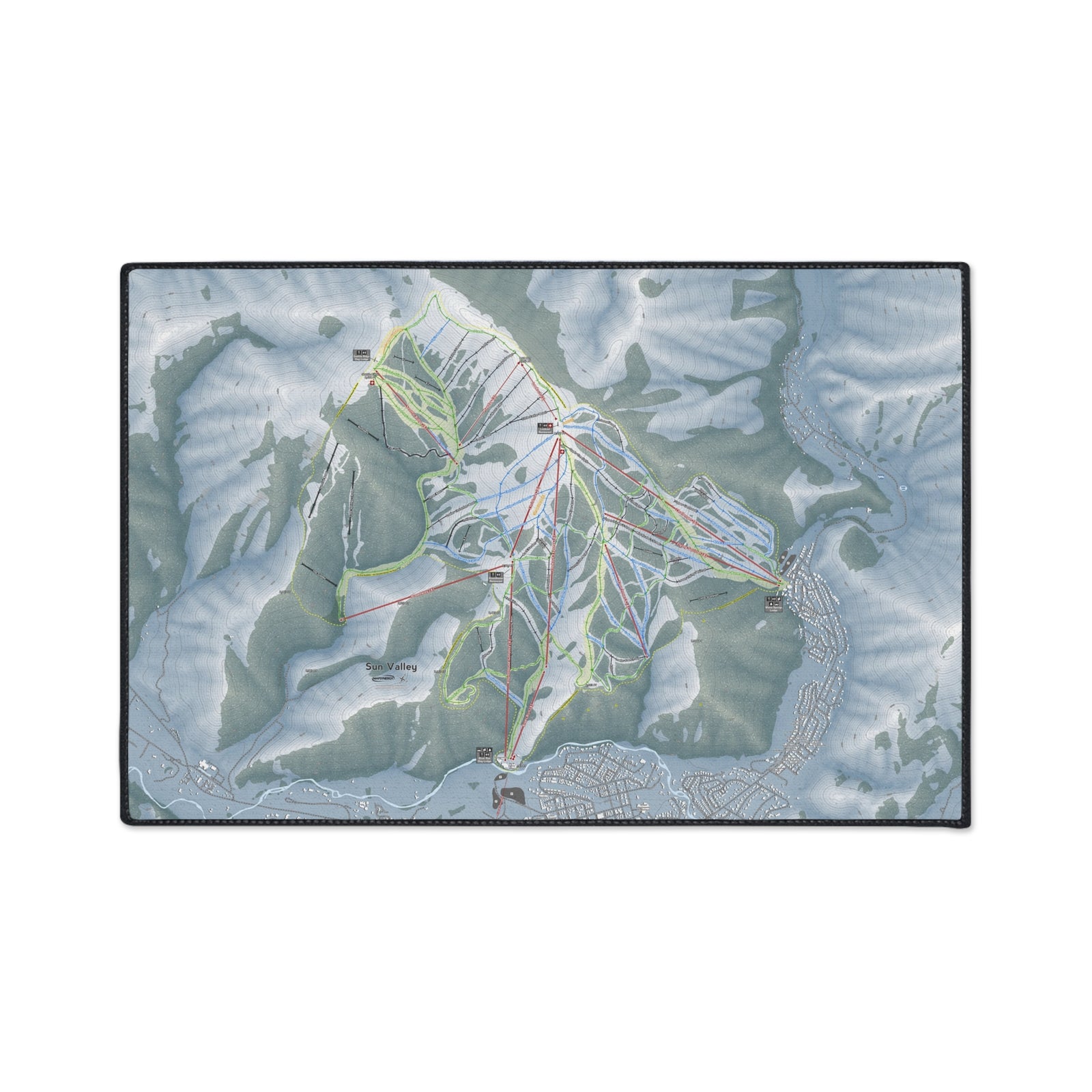 Sun Valley, Idaho Ski Resort Map Heavy Duty Floor Mat
