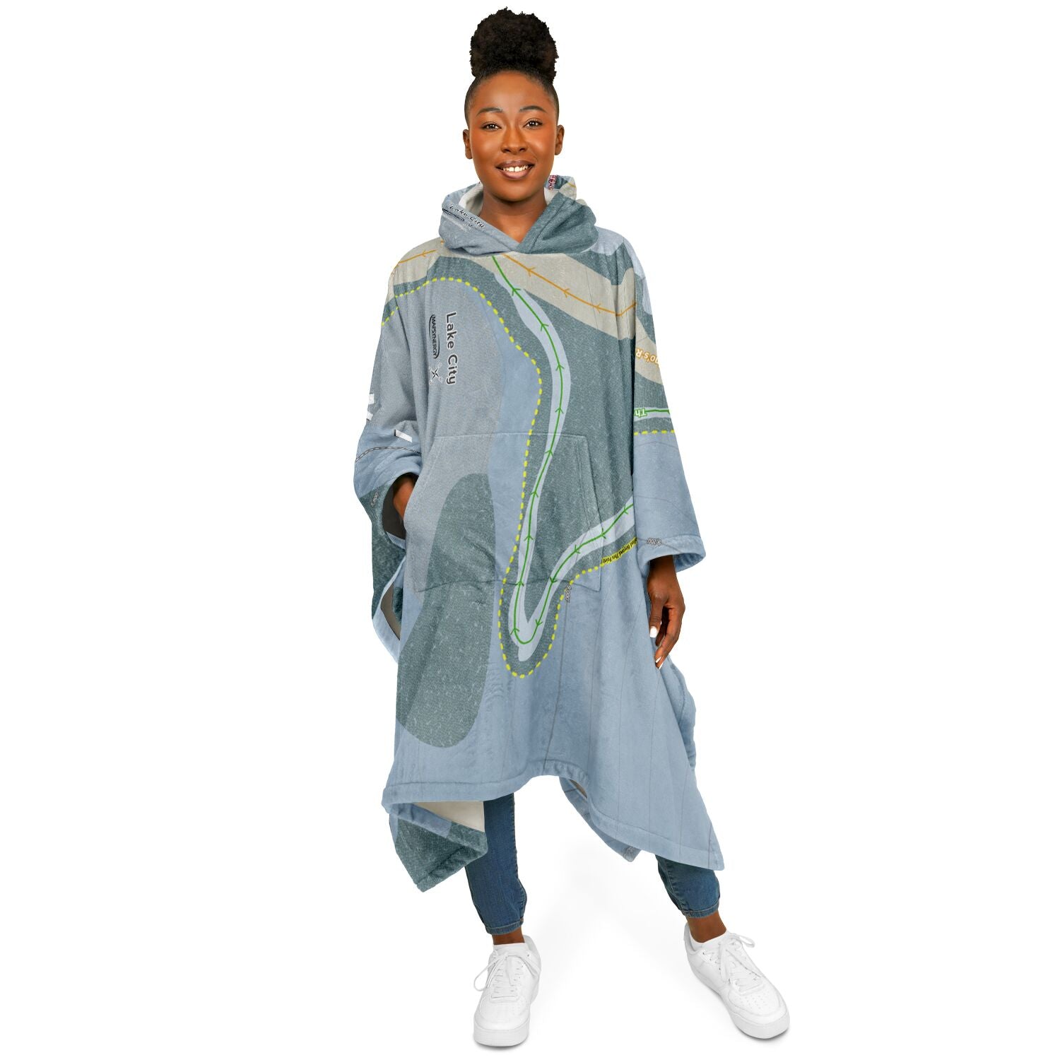 Lake City Ski Hill, Colorado Ski Resort Map Flannel Blanket Poncho