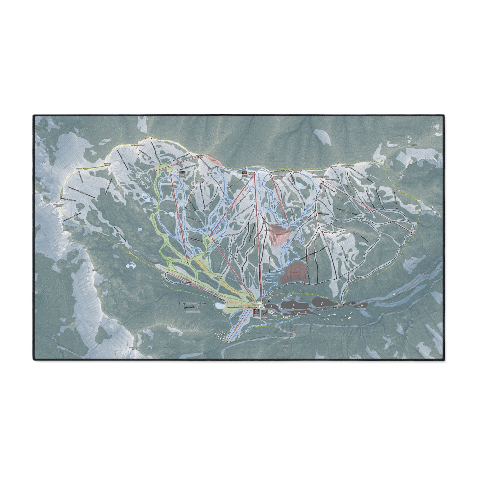 Crystal Mountain, Washington Ski Resort Map Heavy Duty Floor Mat