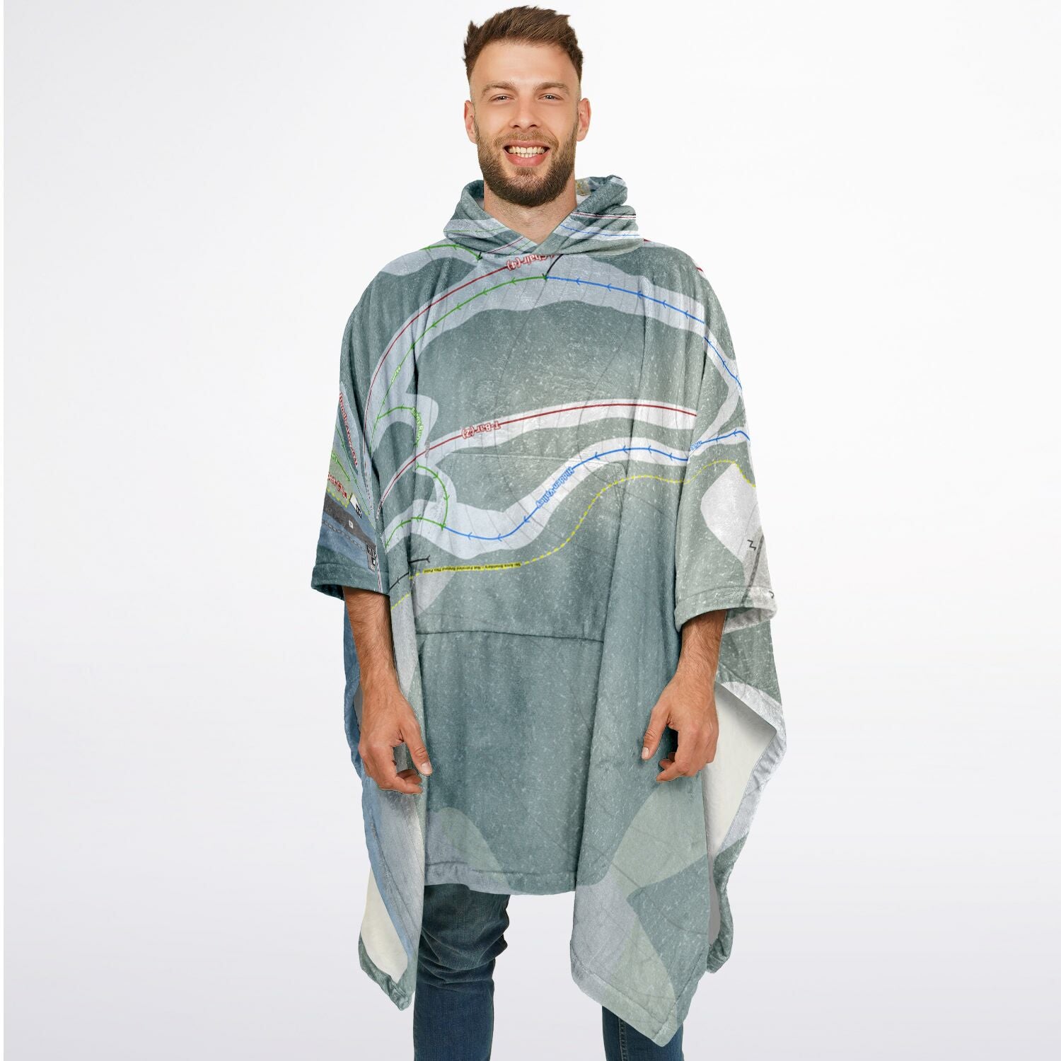 Hidden Valley, Alberta Ski Resort Map Flannel Blanket Poncho