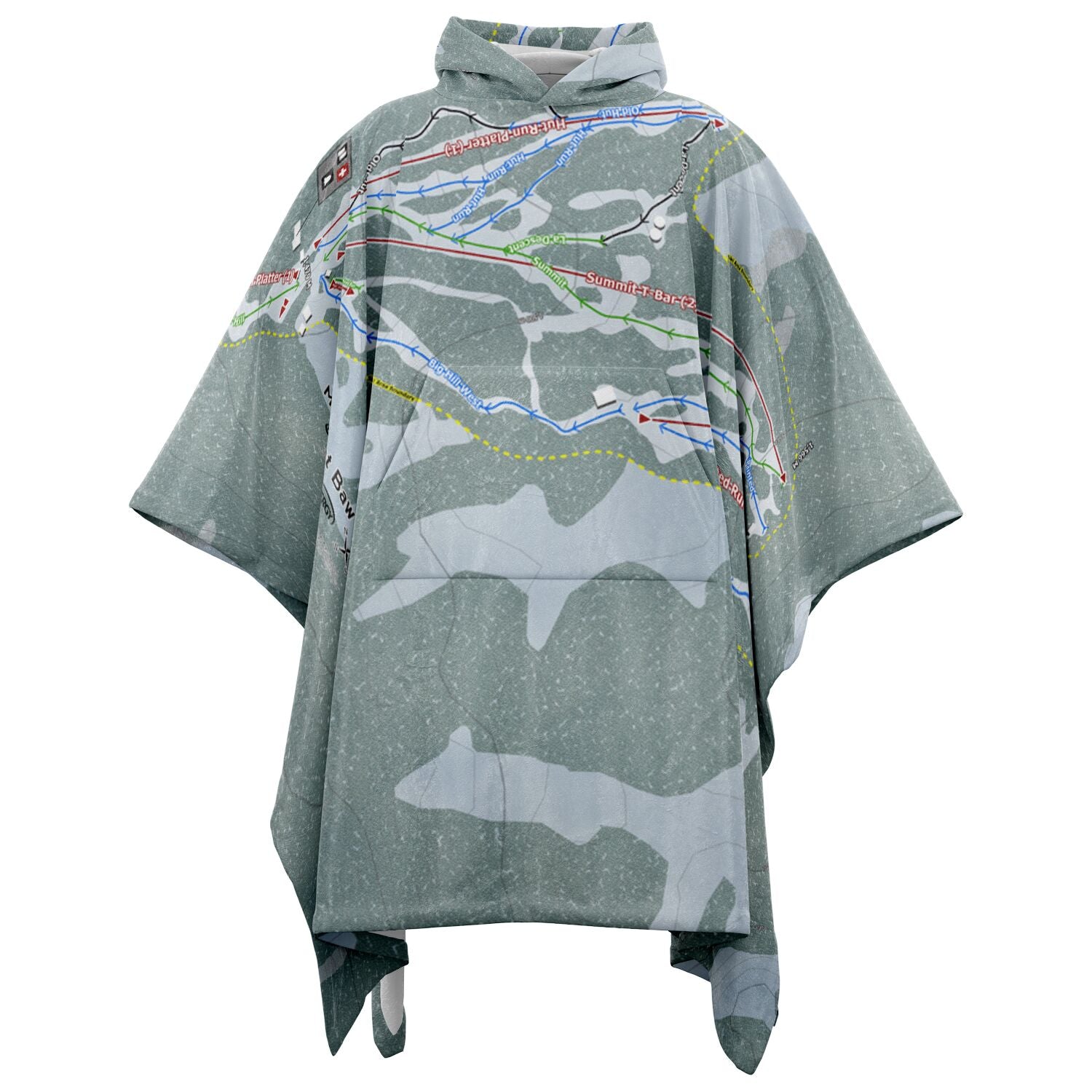 Mount Baw Baw, Australia Ski Resort Map Flannel Blanket Poncho