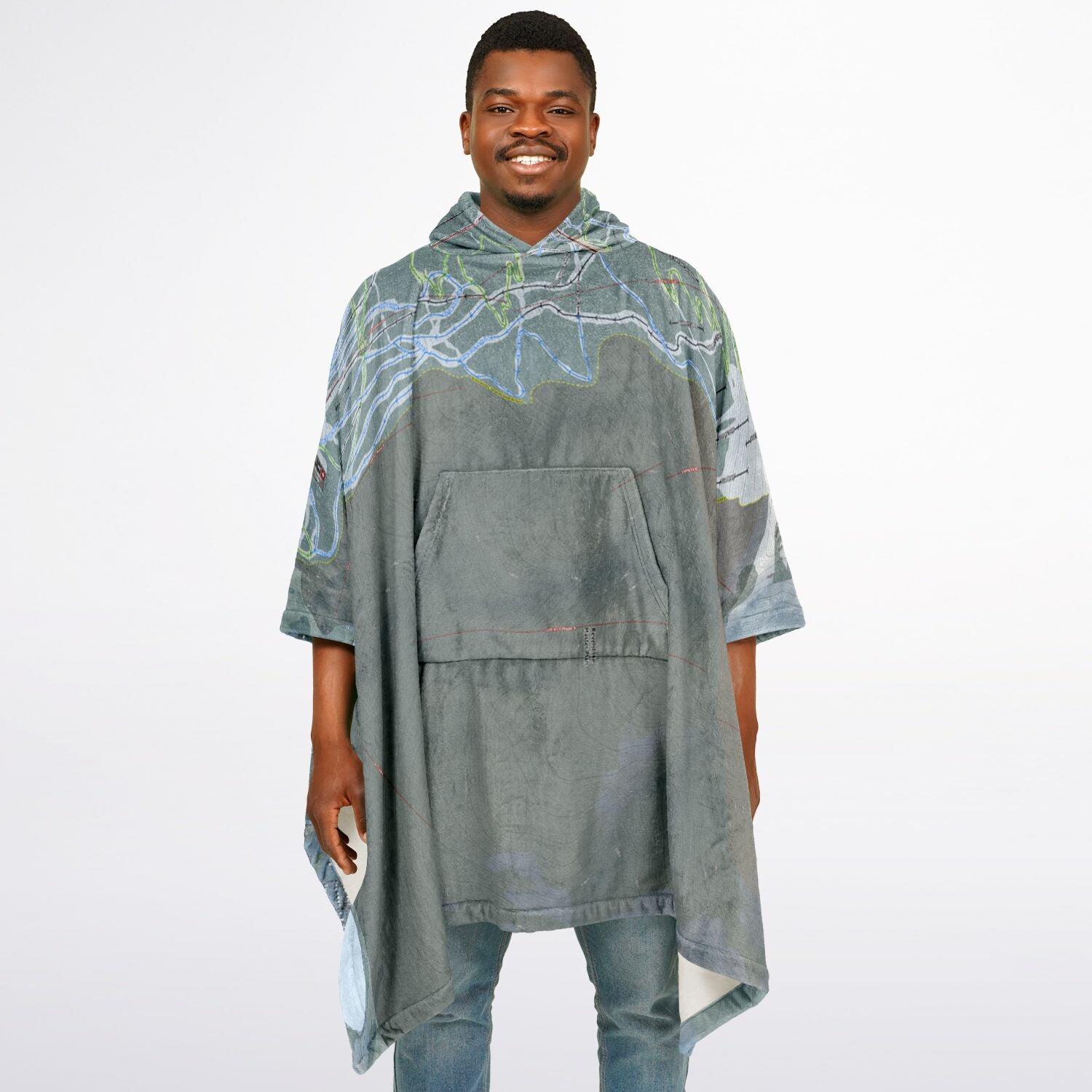 Revelstoke, British Columbia Ski Resort Map Flannel Blanket Poncho