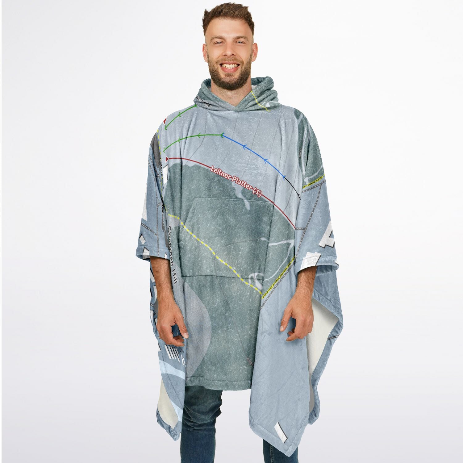 Chapman Hill, Colorado Ski Resort Map Flannel Blanket Poncho