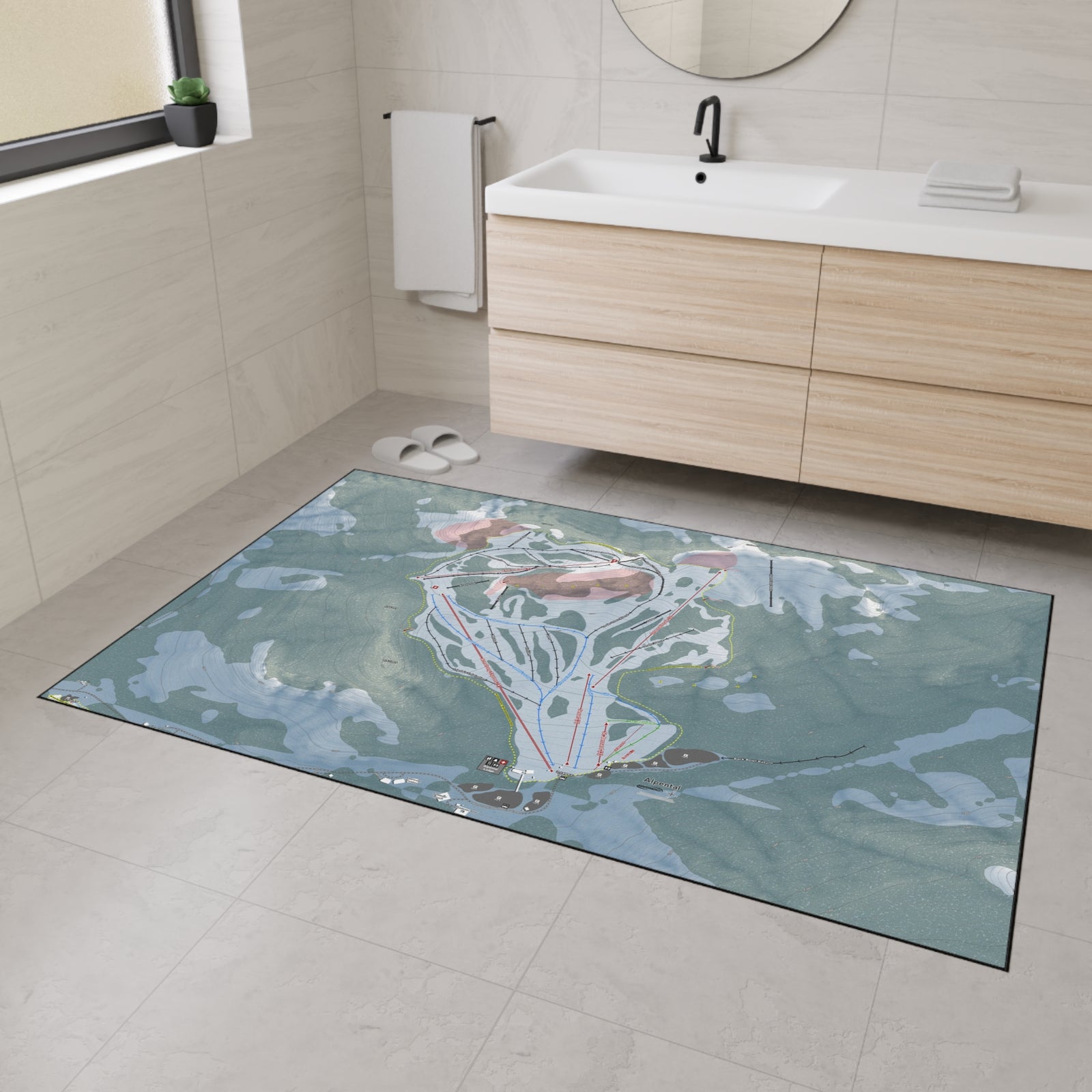 Alpental, Washington Ski Resort Map Heavy Duty Floor Mat
