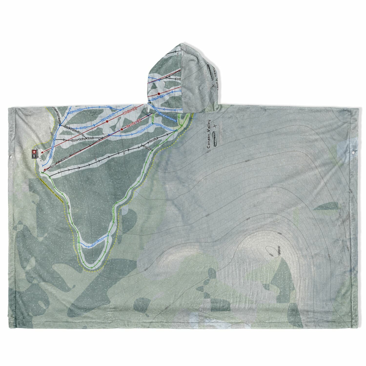 Canaan Valley, West Virginia Ski Resort Map Flannel Blanket Poncho