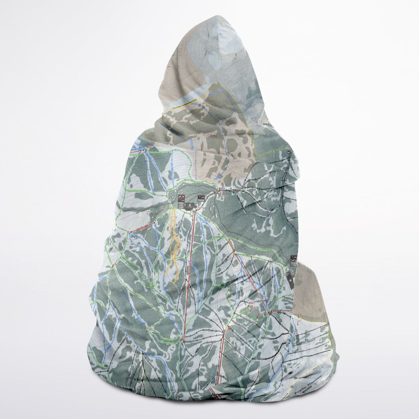 Powder Mountain, Utah Ski Trail Map - Youth Hooded Blanket