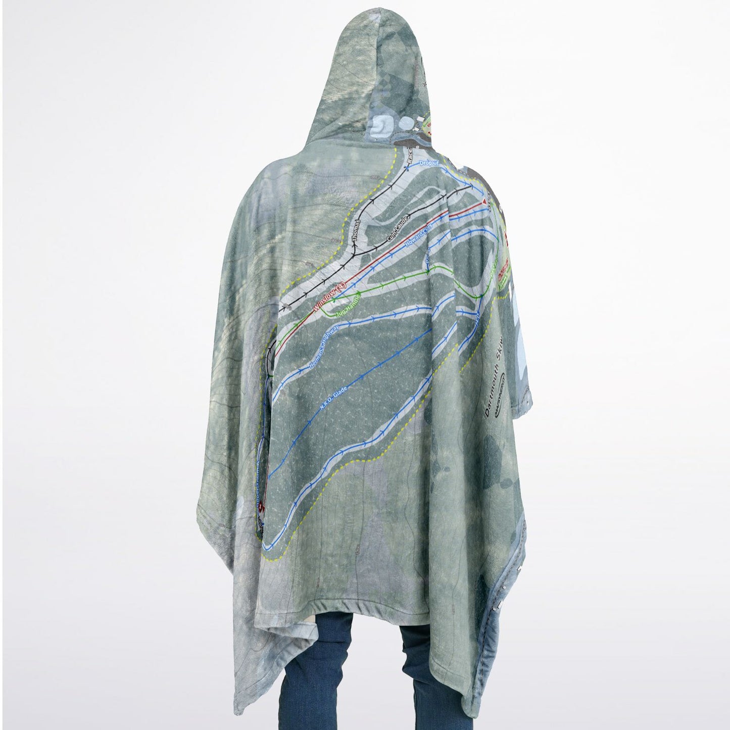 Dartmouth Skiway, New Hampshire Ski Resort Map Flannel Blanket Poncho