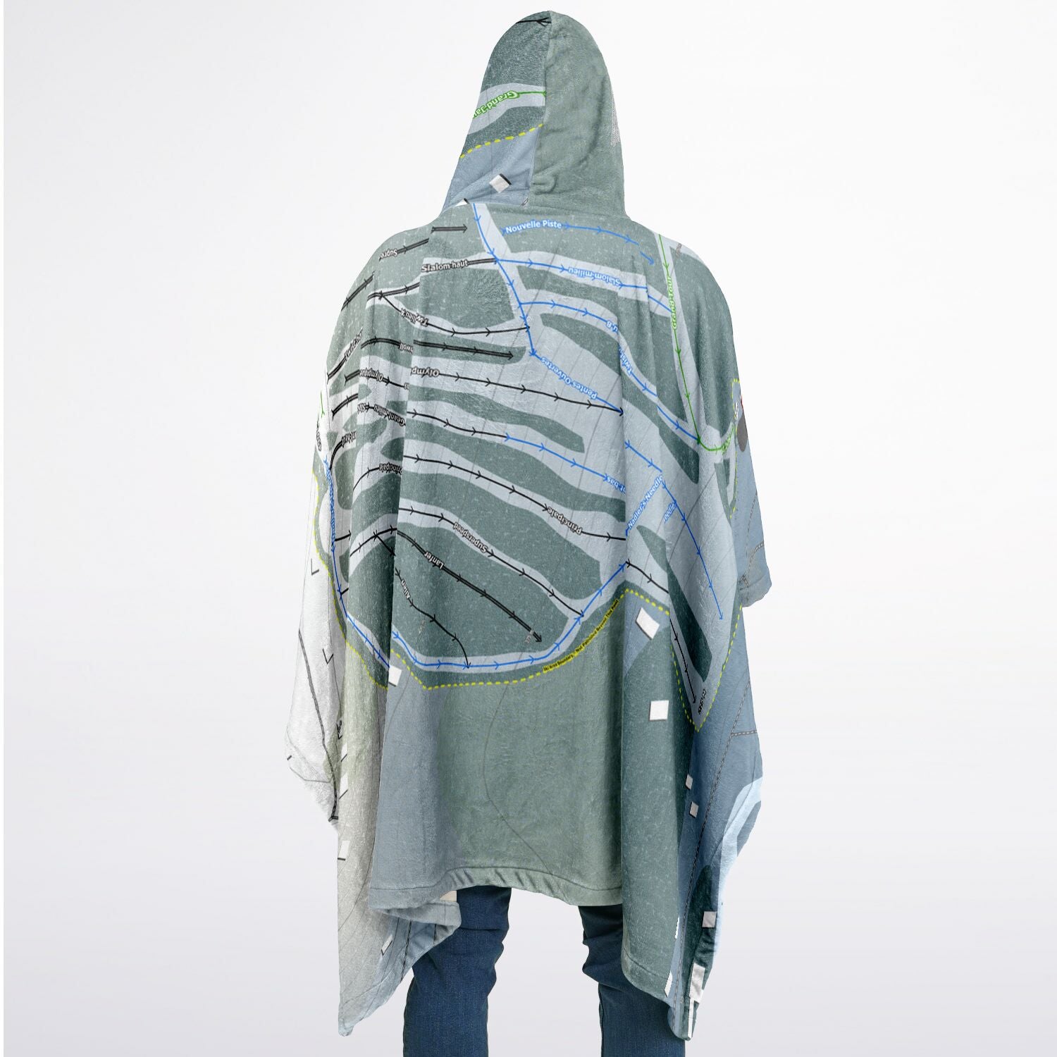 Mont Alta, Quebec Ski Resort Map Flannel Blanket Poncho