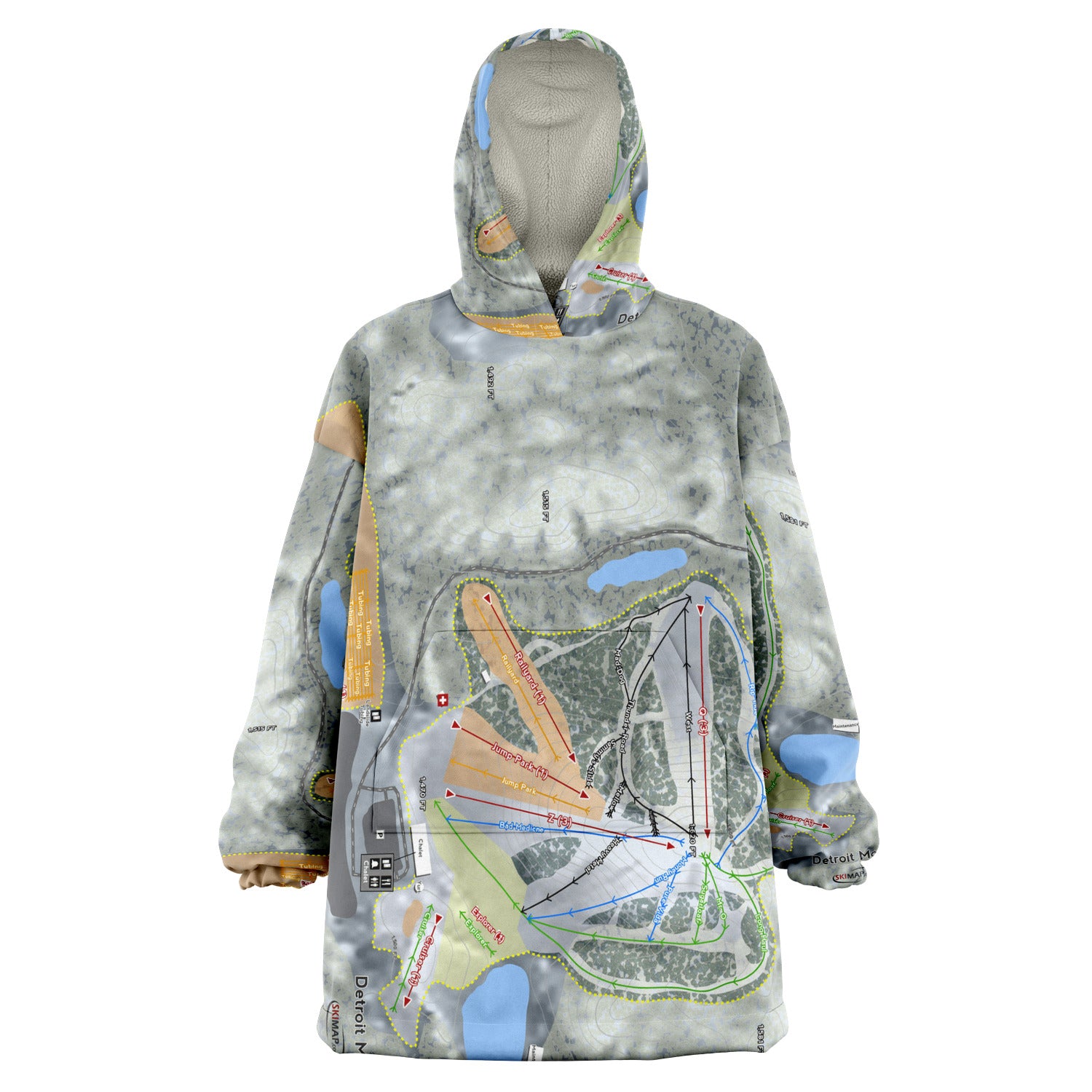 Detroit Mountain, Minnesota Ski Trail Map Snug Hoodie