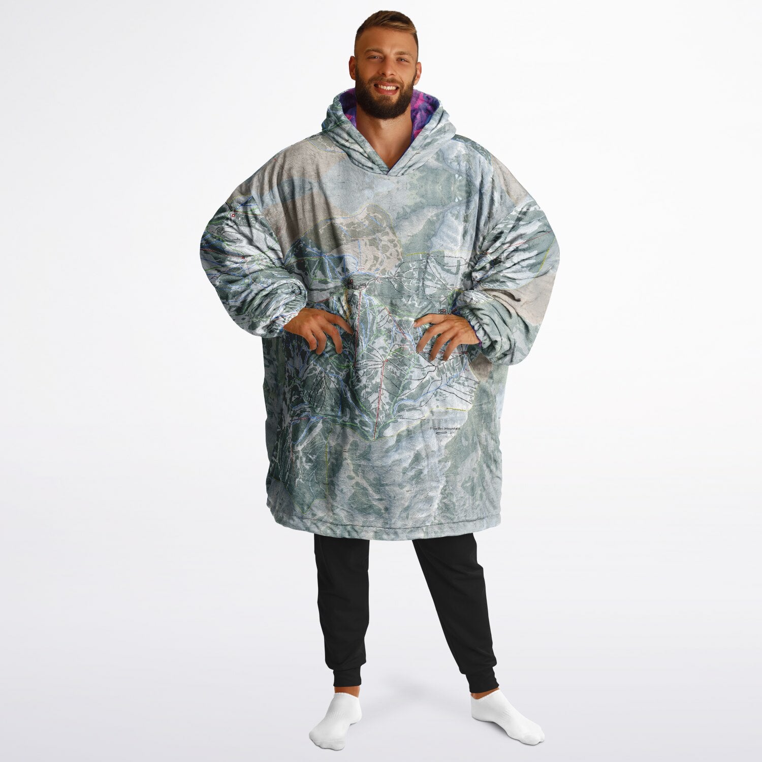 Powder Mountain, Utah Ski Resort Map Reversible Snug Hoodie