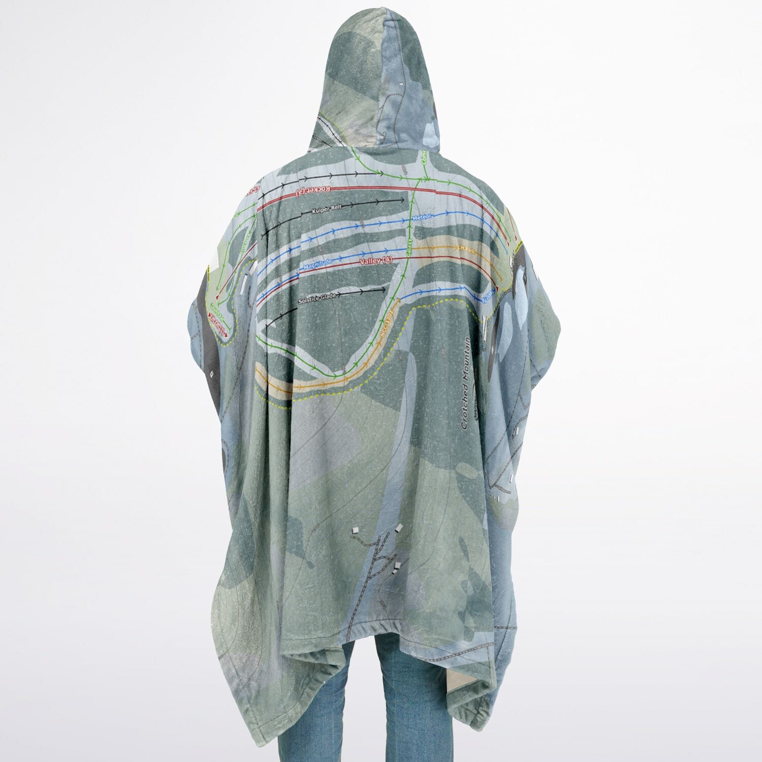 Crotched Mountain, New Hampshire Ski Resort Map Flannel Blanket Poncho