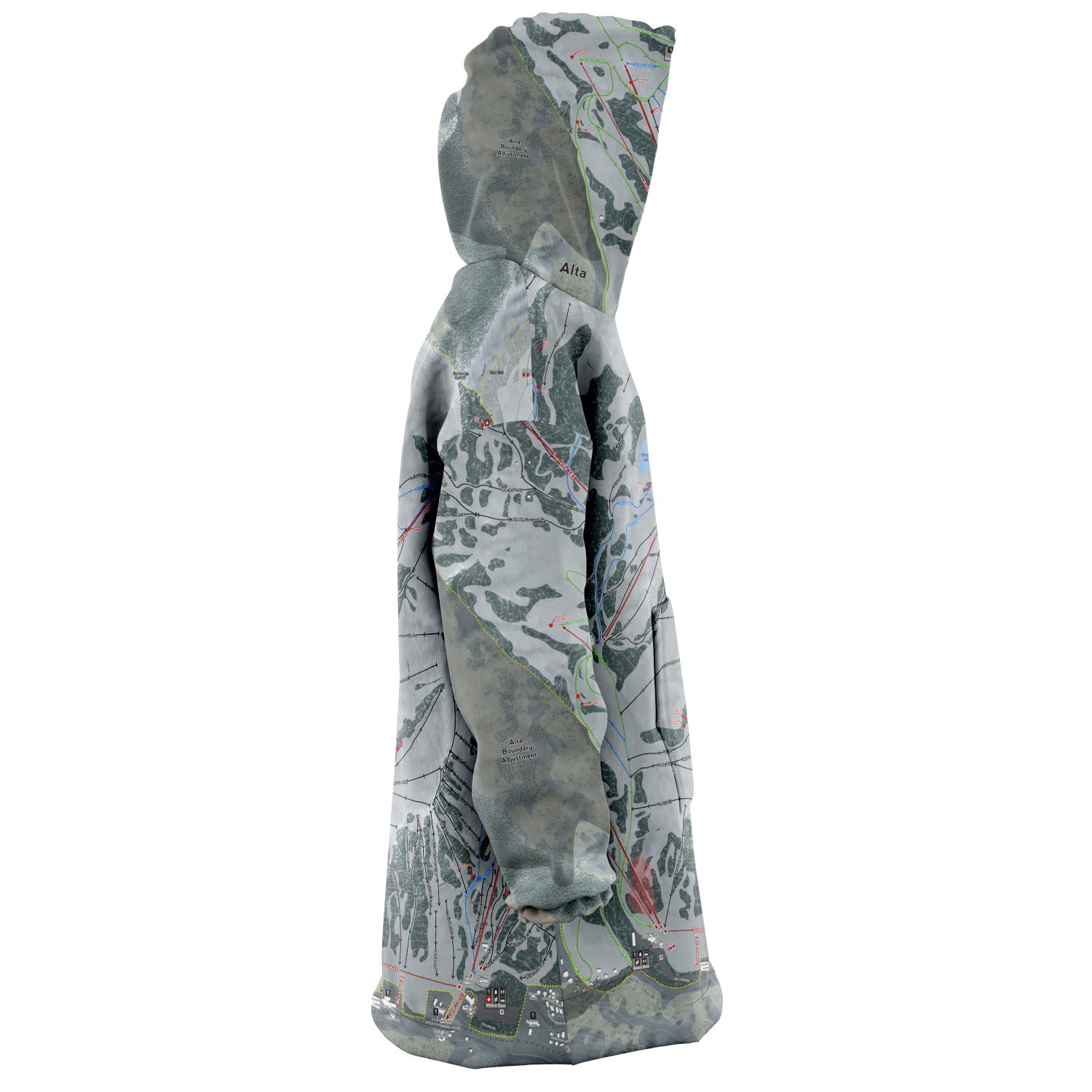 Alta, Utah Ski Trail Map - Snug Hoodie