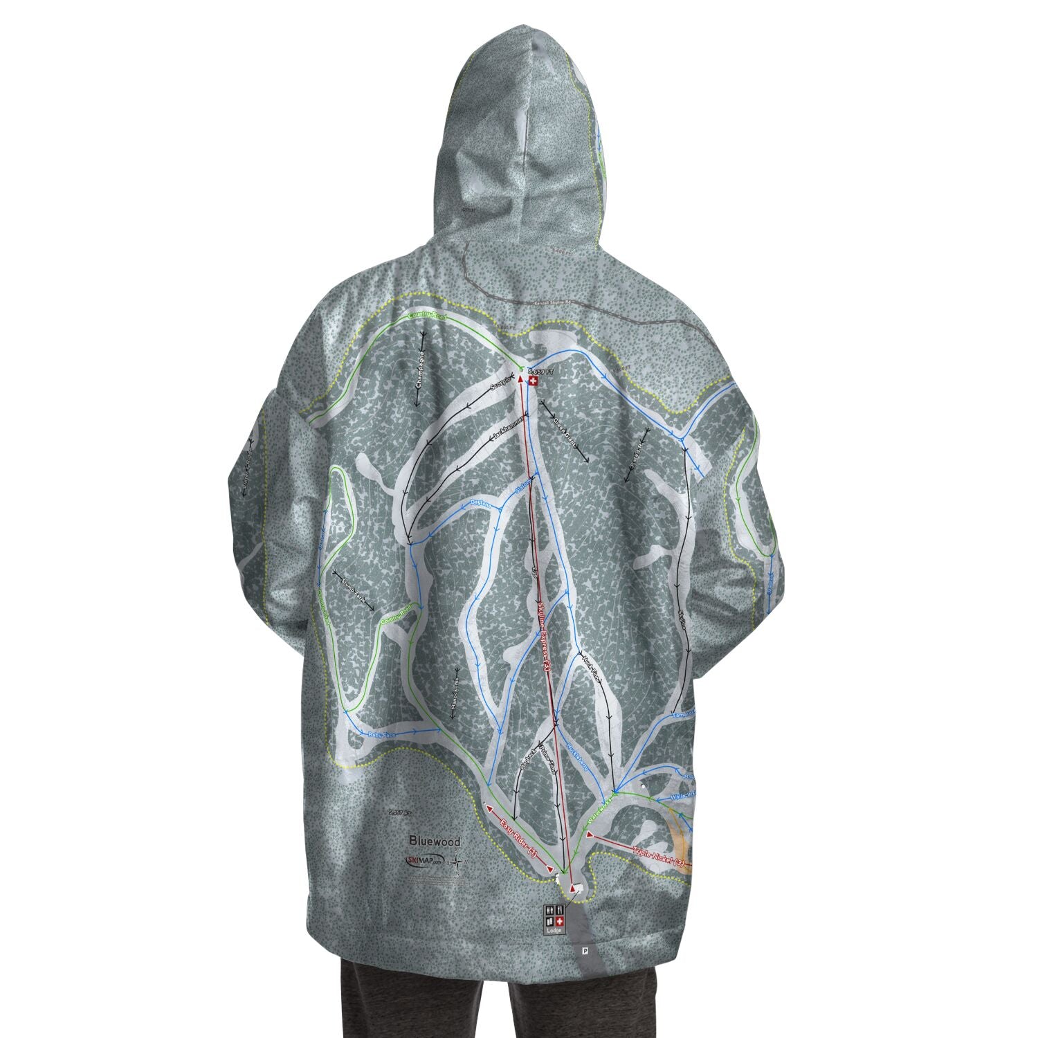 Bluewood, Washington Ski Trail Map - Snug Hoodie