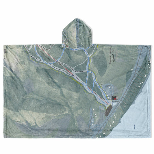 Pleasant Mountain, Maine Ski Resort Map Flannel Blanket Poncho