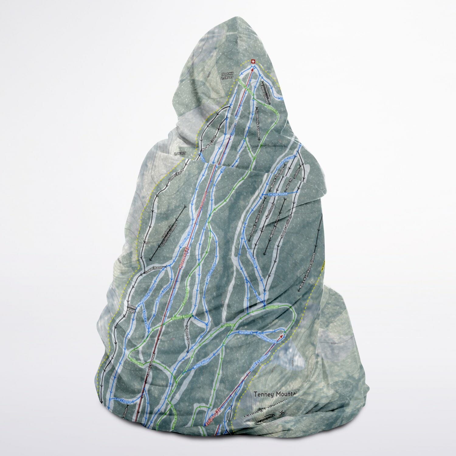 Tenney Mountain, New Hampshire Ski Trail Map - Youth Hooded Blanket