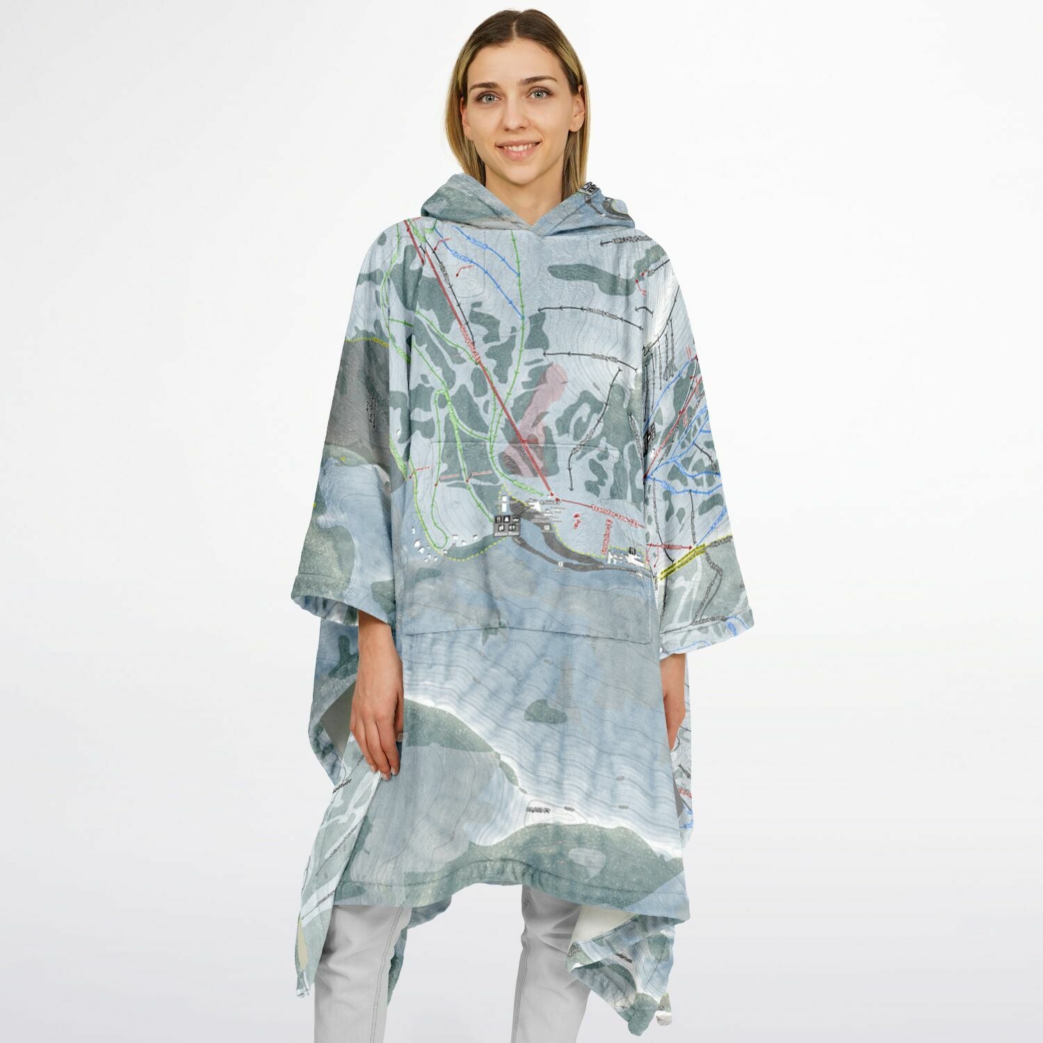 Alta, Utah Ski Resort Map Flannel Blanket Poncho
