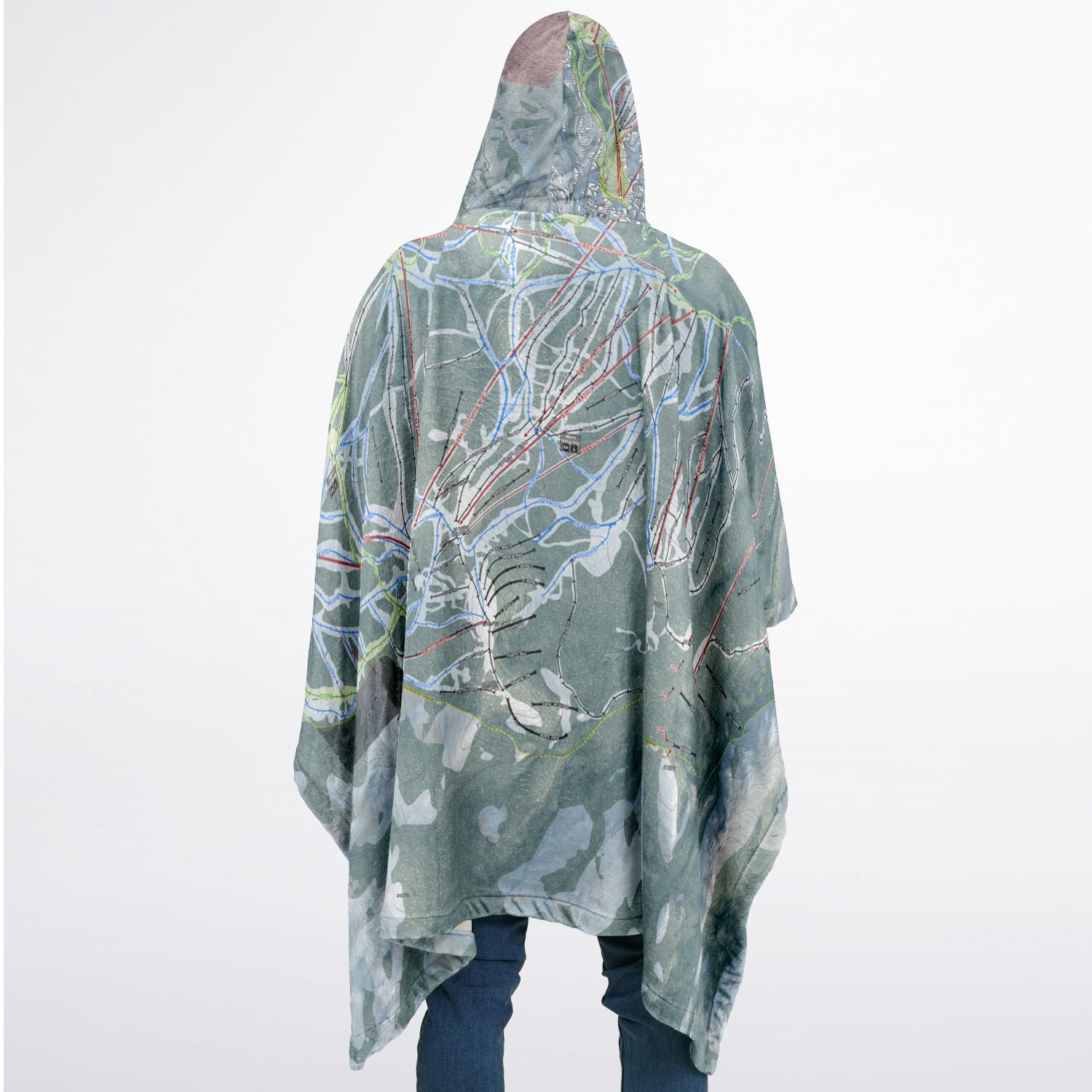 Steamboat, Colorado Ski Resort Map Flannel Blanket Poncho