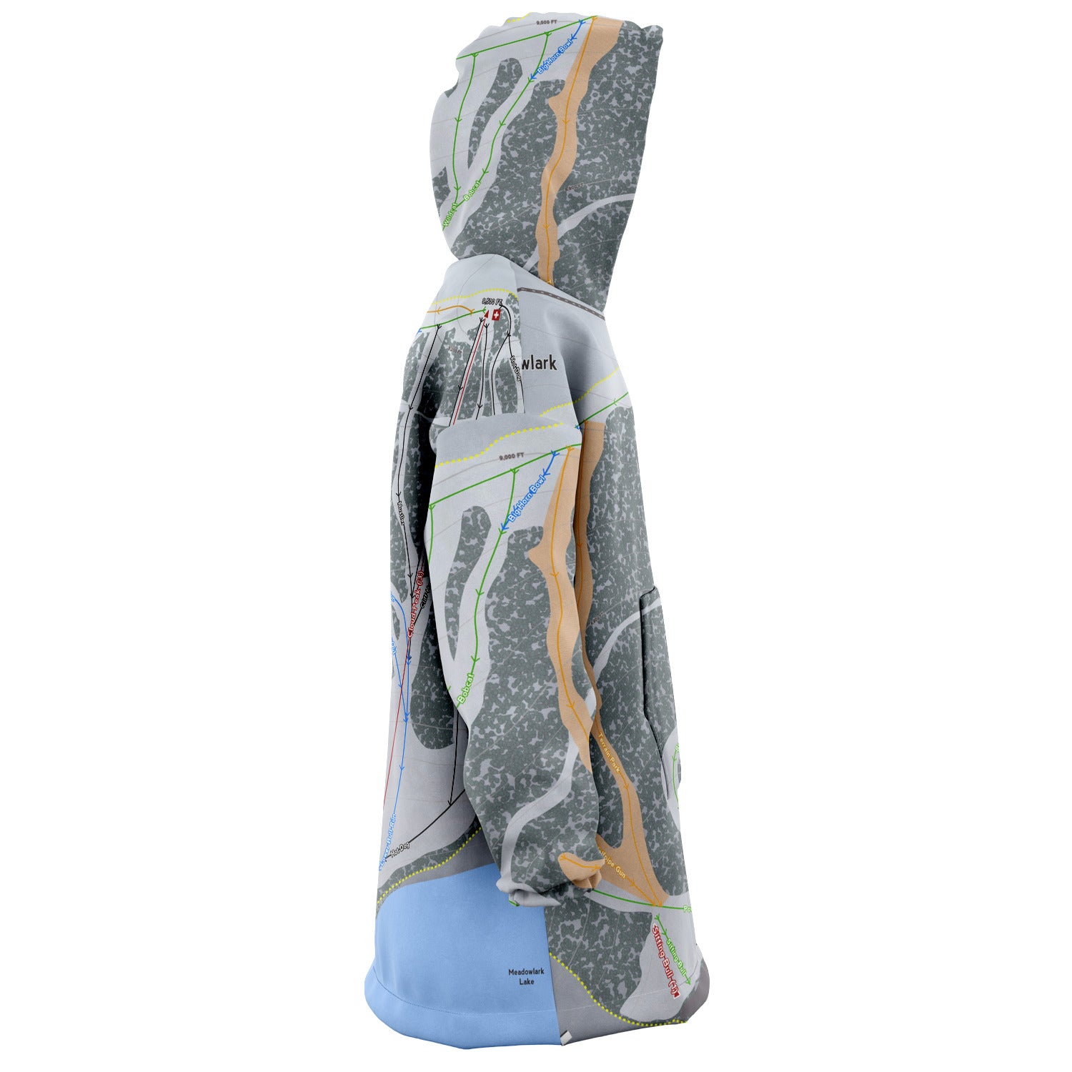 Meadowlark, Wyoming Ski Trail Map Snug Hoodie