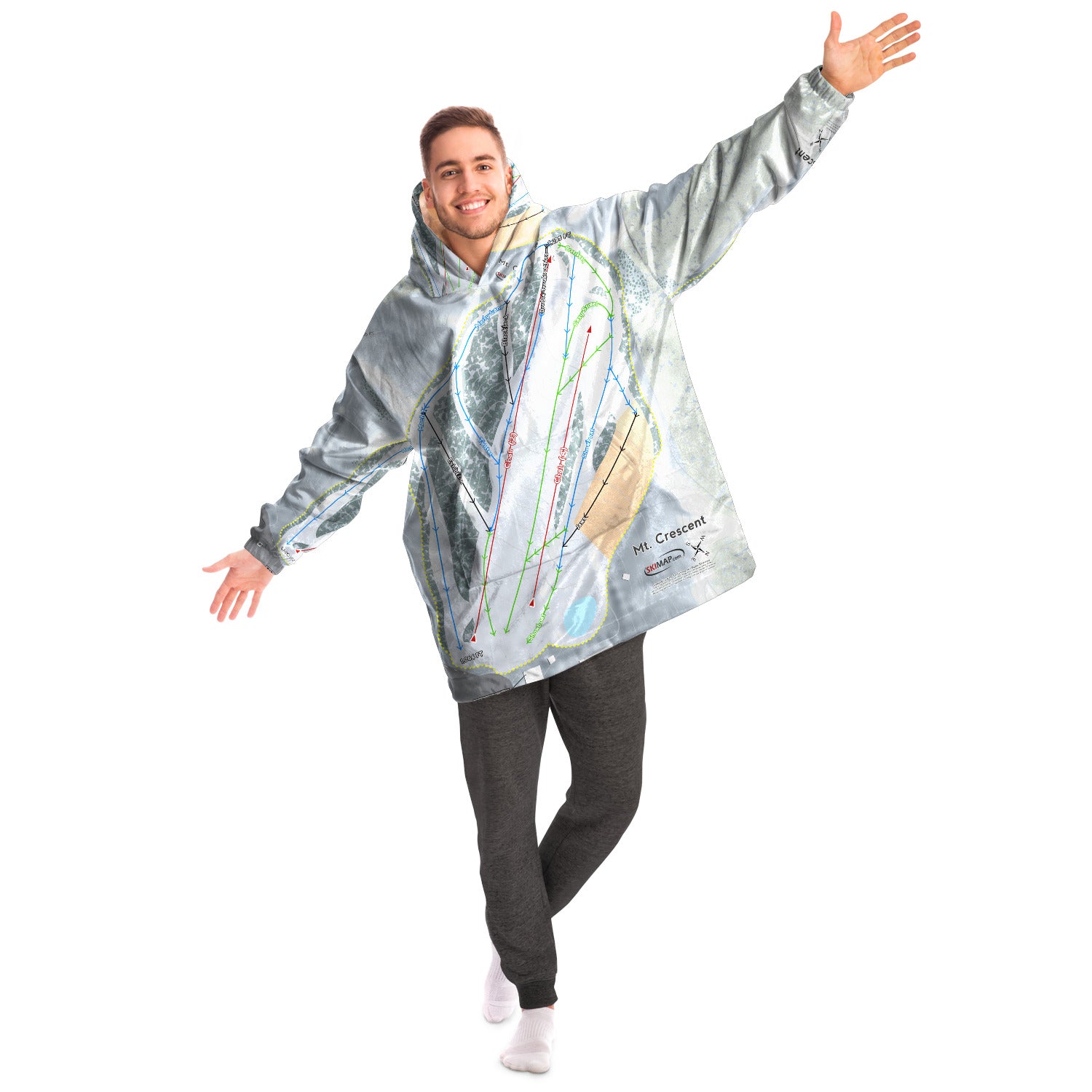 Mt Crescent, Iowa Ski Trail Map - Snug Hoodie